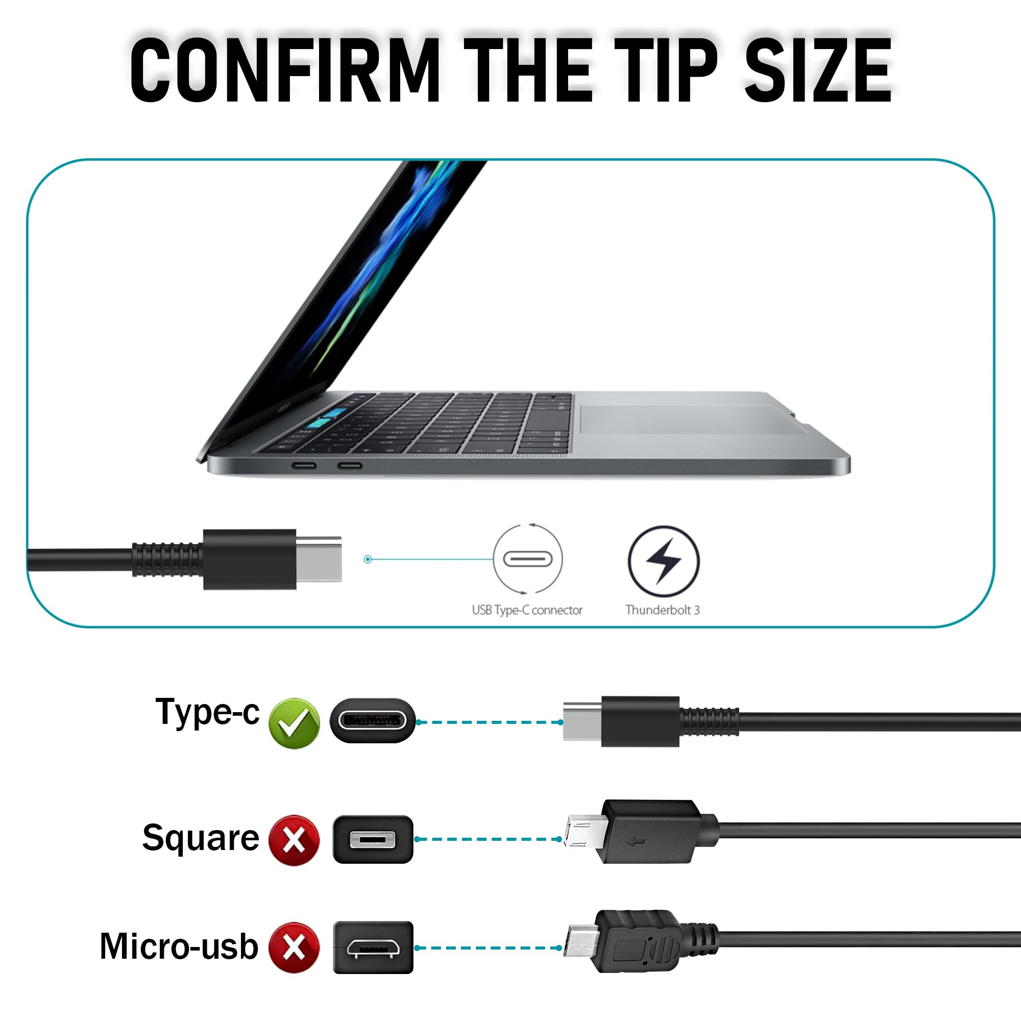Universal 65W 45W Usb C Chromebook Charger Replacement For Lenovo, Dell, Hp, Acer, Asus, Samsung, Google Type C Laptop Charger
