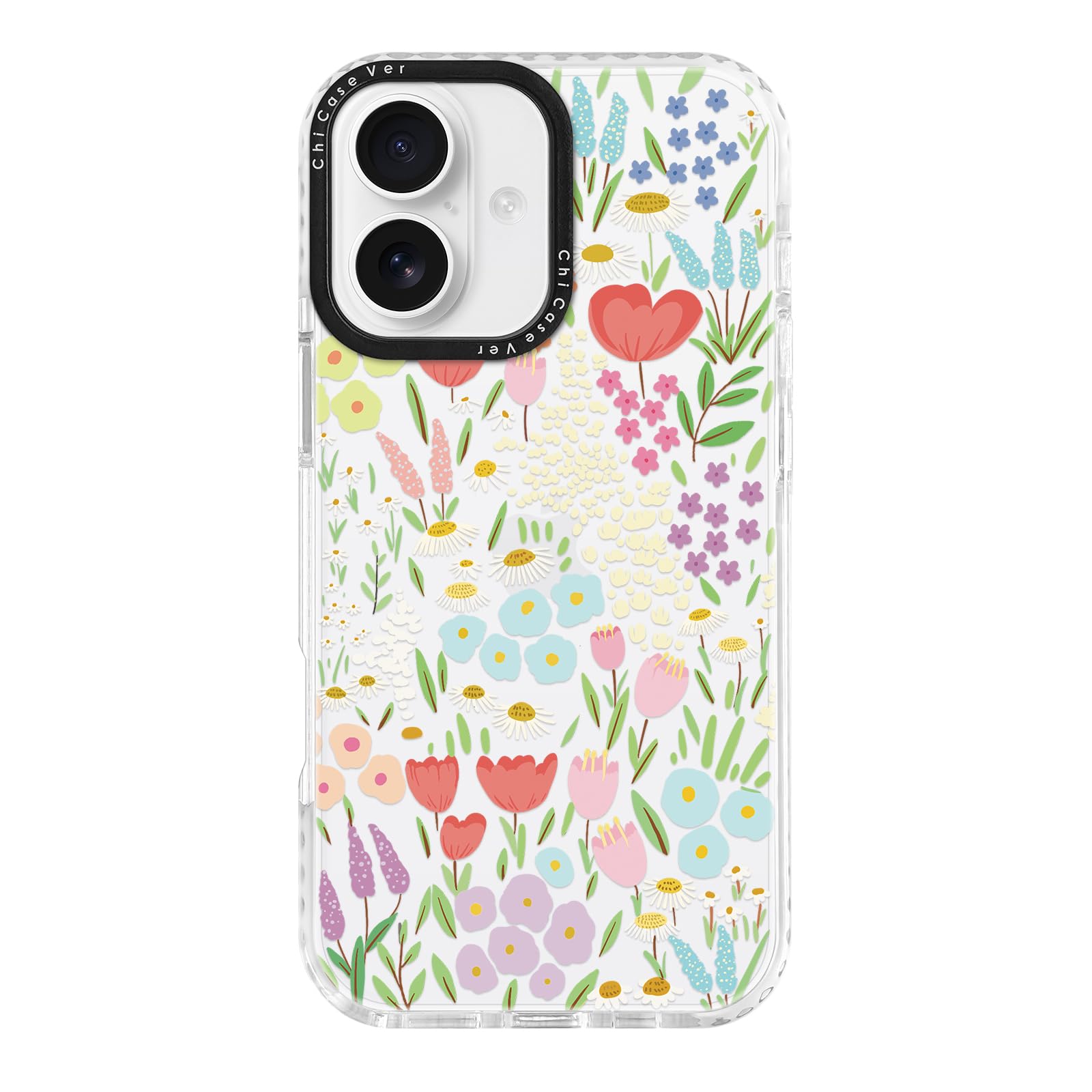 ChiCaseVer for iPhone 17 Case, Colorful Wildflower Meadow Pastel Floral, Cute Spring Flower Soft Slim TPU Compatible with MagSaf