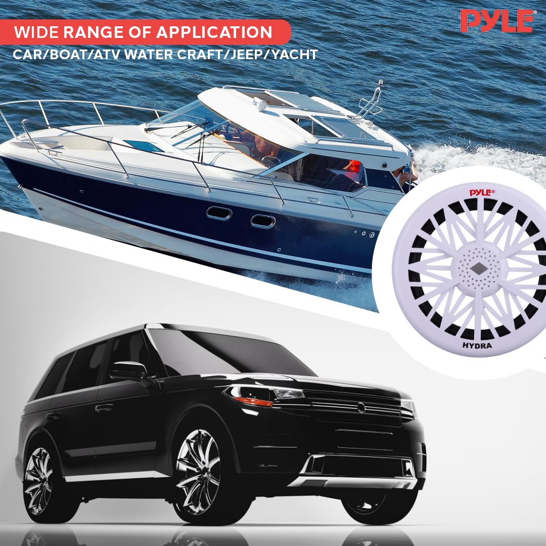 Pyle Single Outdoor Marine Audio Subwoofer   600 Watt 12 Inch White Waterproof Bass Loud Speaker For Marine Stereo Sound System,