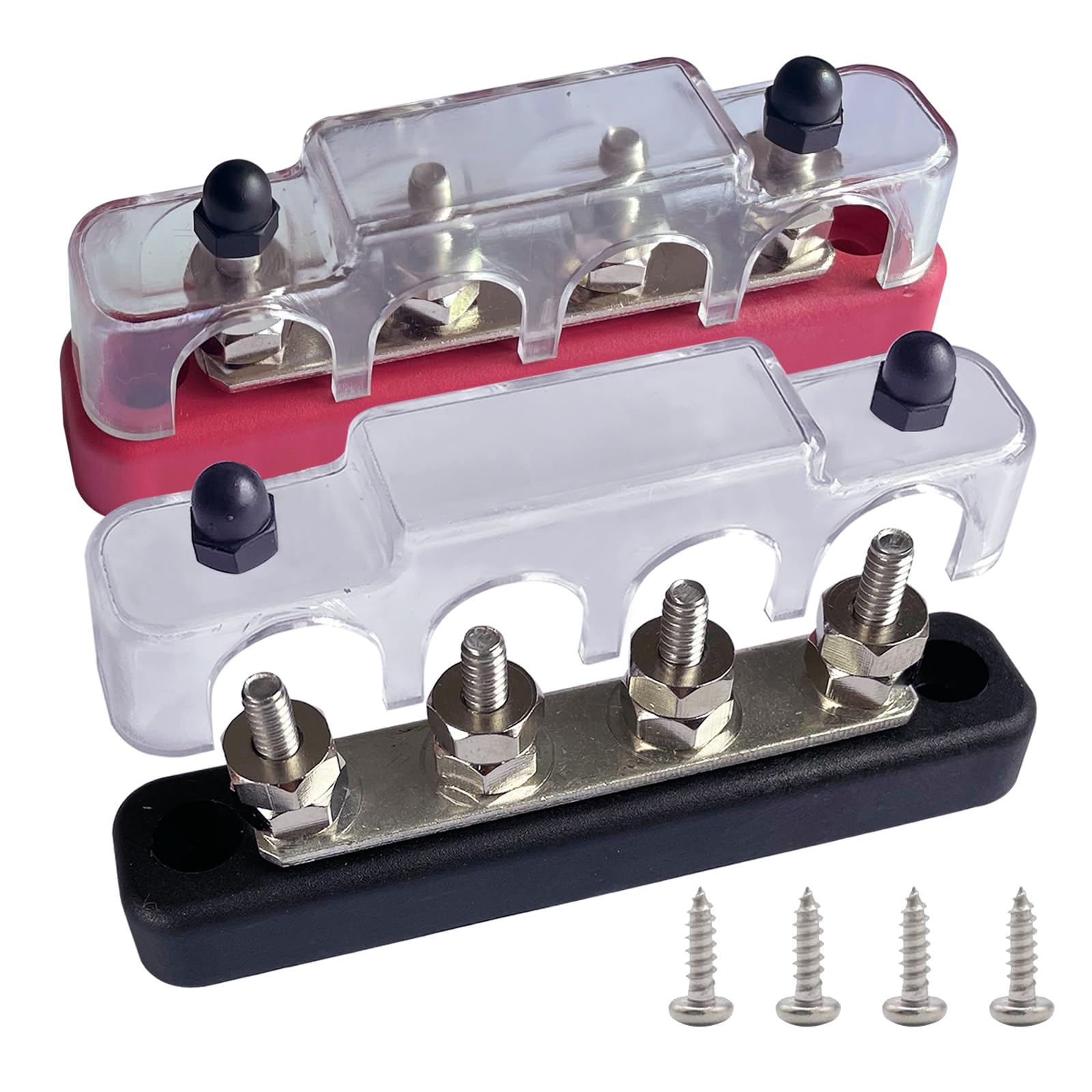 4 Terminals Bus Bar, Ampper 4.2'' Power/Ground Distribution Block Brass Battery Busbar Junction For Car Vehicle Rv Truck Marine