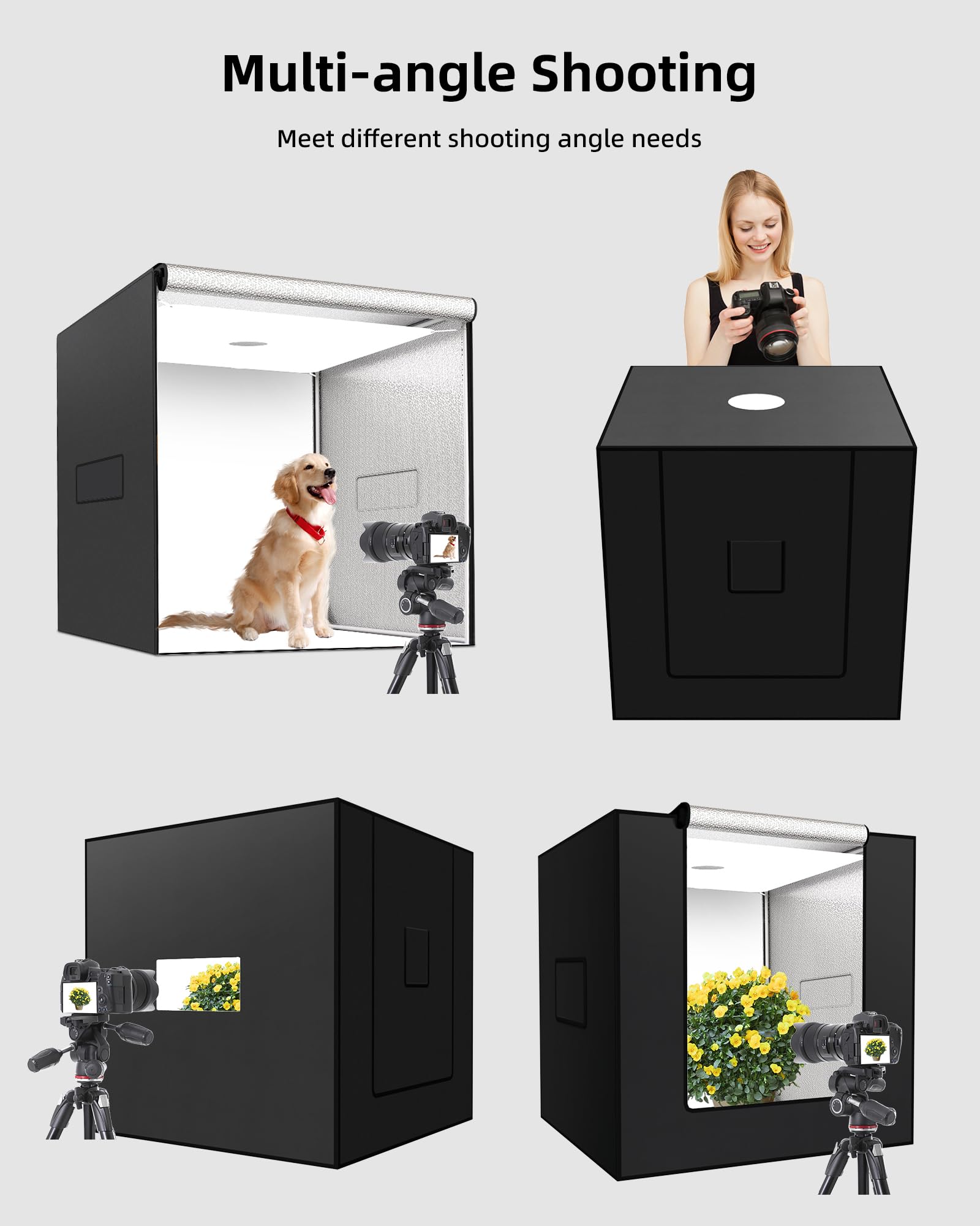 Glendan 40''X40'' Light Box Photography, Large Photo Light Box With 3 Light Panels, 594 Led Beads, Cri >95, Professional Photo B