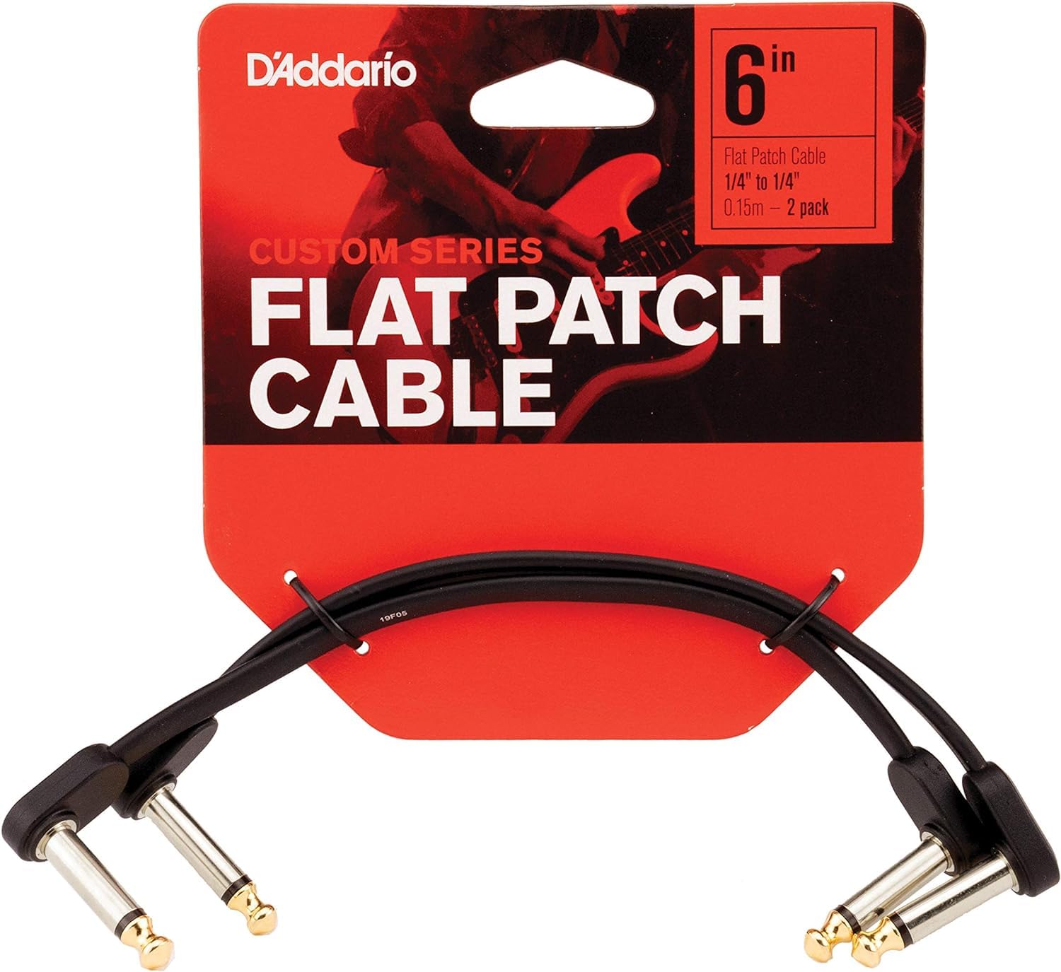 DAddario Guitar Cable - Guitar Patch Cable - Instrument Cable - Guitar Accessories - Flat Patch Cable - 6 Inch/152.4 MM - Right