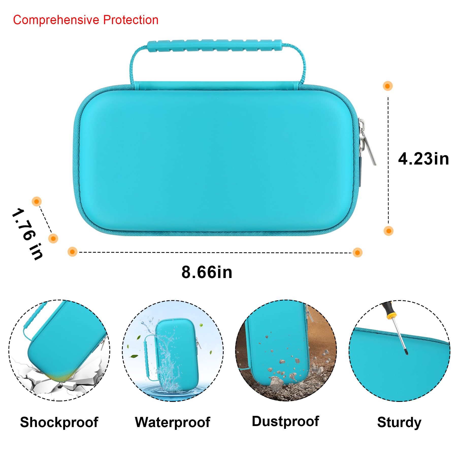 Elonbo Hard Travel Case For Texas Instruments Ti Nspire Cx Ii Cas/Cx Ii/Cx Cas Color Graphing Calculator, Extra Zipped Pocket Fits Charging Cable, Charger, Manual, Green