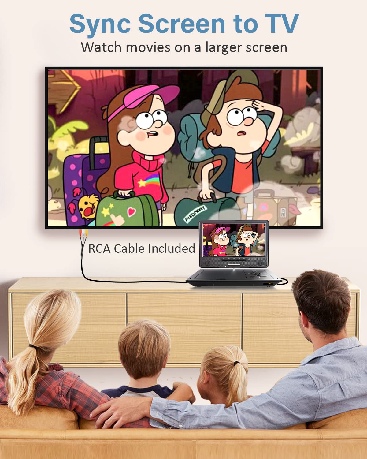 Arafuna 12.5' Portable Dvd Player For Car, 10.5' Hd Swivel Screen With Car Headrest Holder, 5 Hour Rechargeable Battery, Support Usb/Sd/Sync Tv, Regions Free, Last Memory