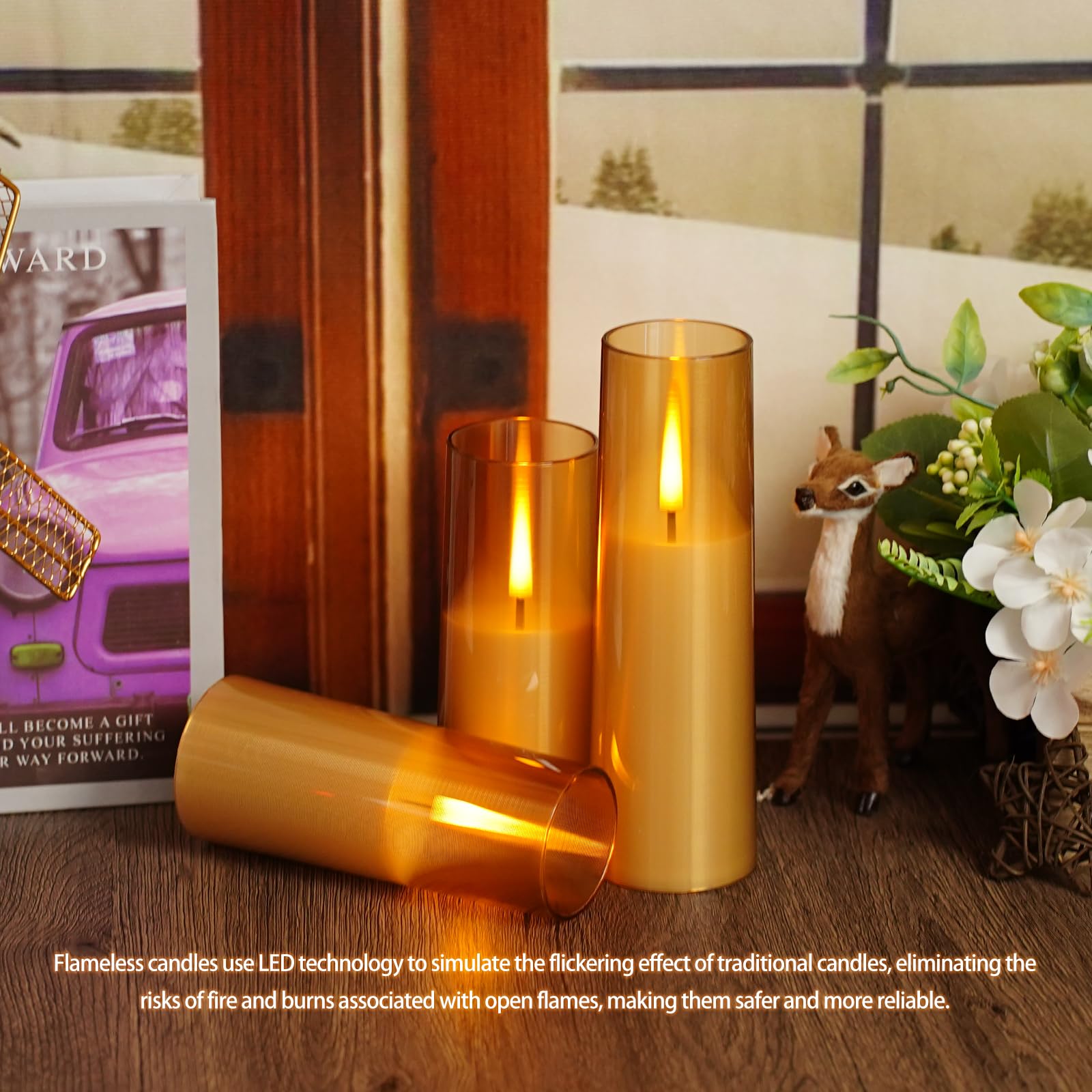 Nimiko Flickering Flameless Candles 7Pcs Upgraded Realistic Dancing Flame Battery Operated Candles,Led Candles With Remote And T