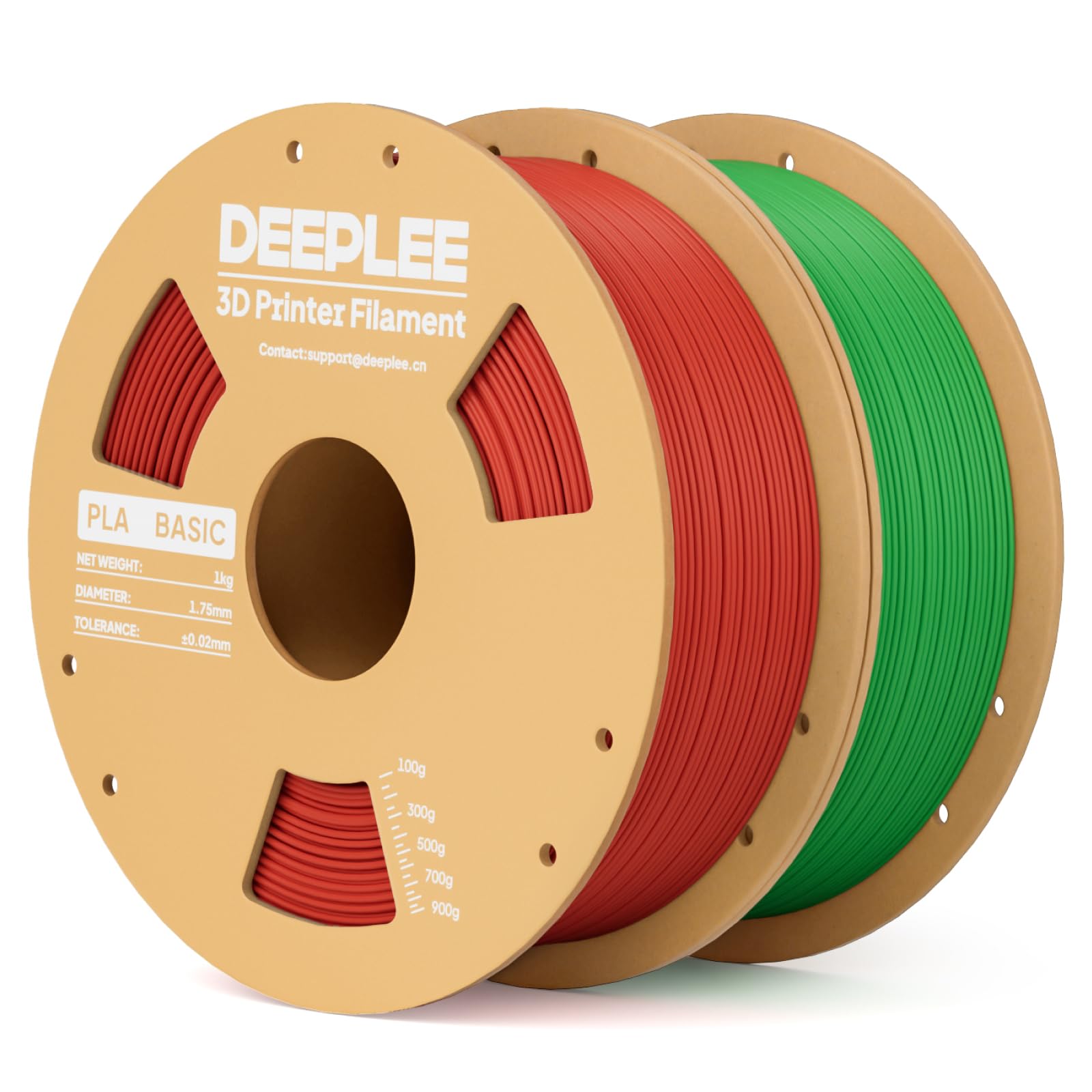 DEEPLEE Basic PLA Filament 1.75mm, 3D Printer Filament, Red & Grass Green 2kg