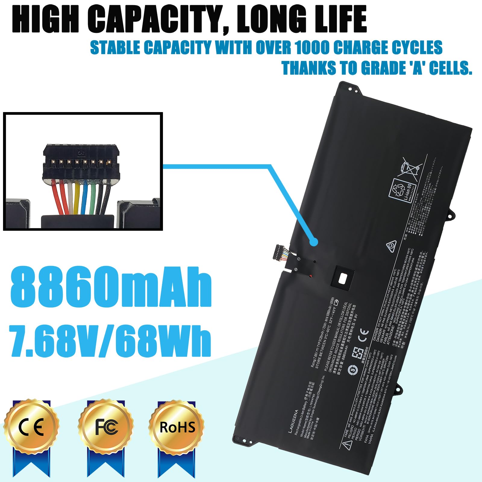 Laqueena L16M4P60 Laptop Battery Compatible With Lenovo Yoga 920 920 13Ikb 920 131Kb 920 13Ikb 80Y7 80Y8 81Tf Ideapad Flex Pro 1