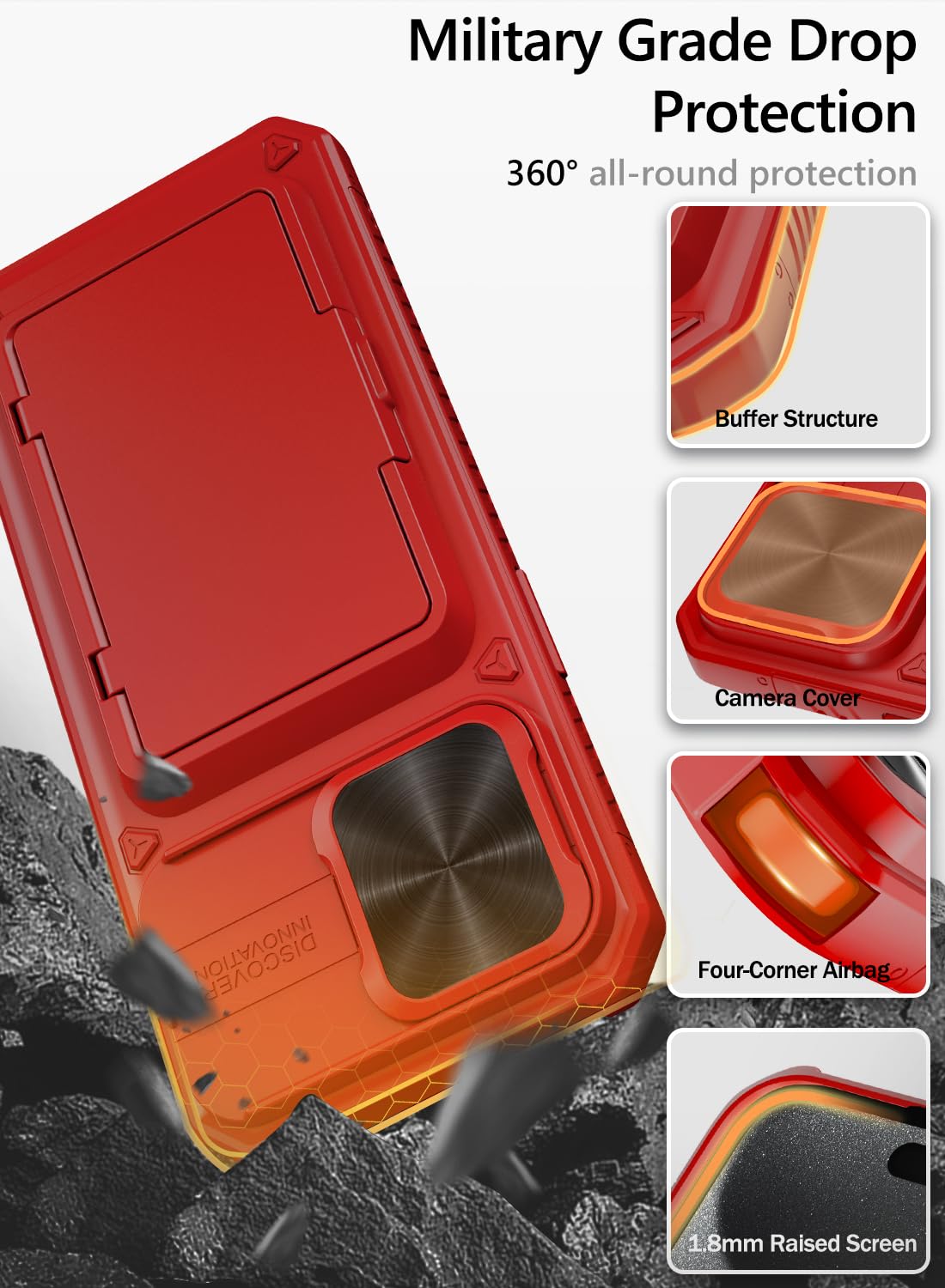 Vihibii For Iphone 15 Pro Max Wallet Case With Card Holder (4 Cards) & Slide Lens Protective Cover & Kickstand & Raised Edges Pr