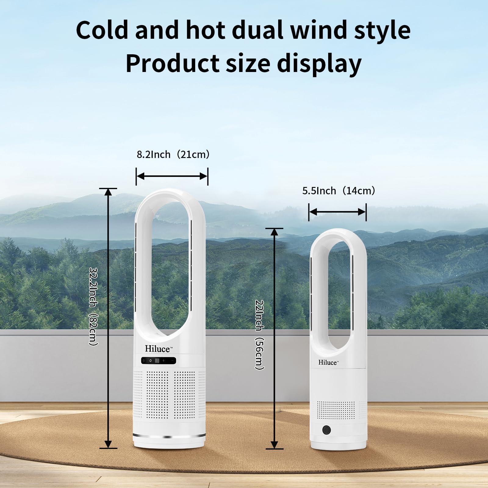 Hiluce Fan And Heater Combo,3 In 1 Bladeless Fan With Remote,Space Heater Fan,Hepa Filter,Tip Over Switch,26Ft/S Quiet Tower Fan