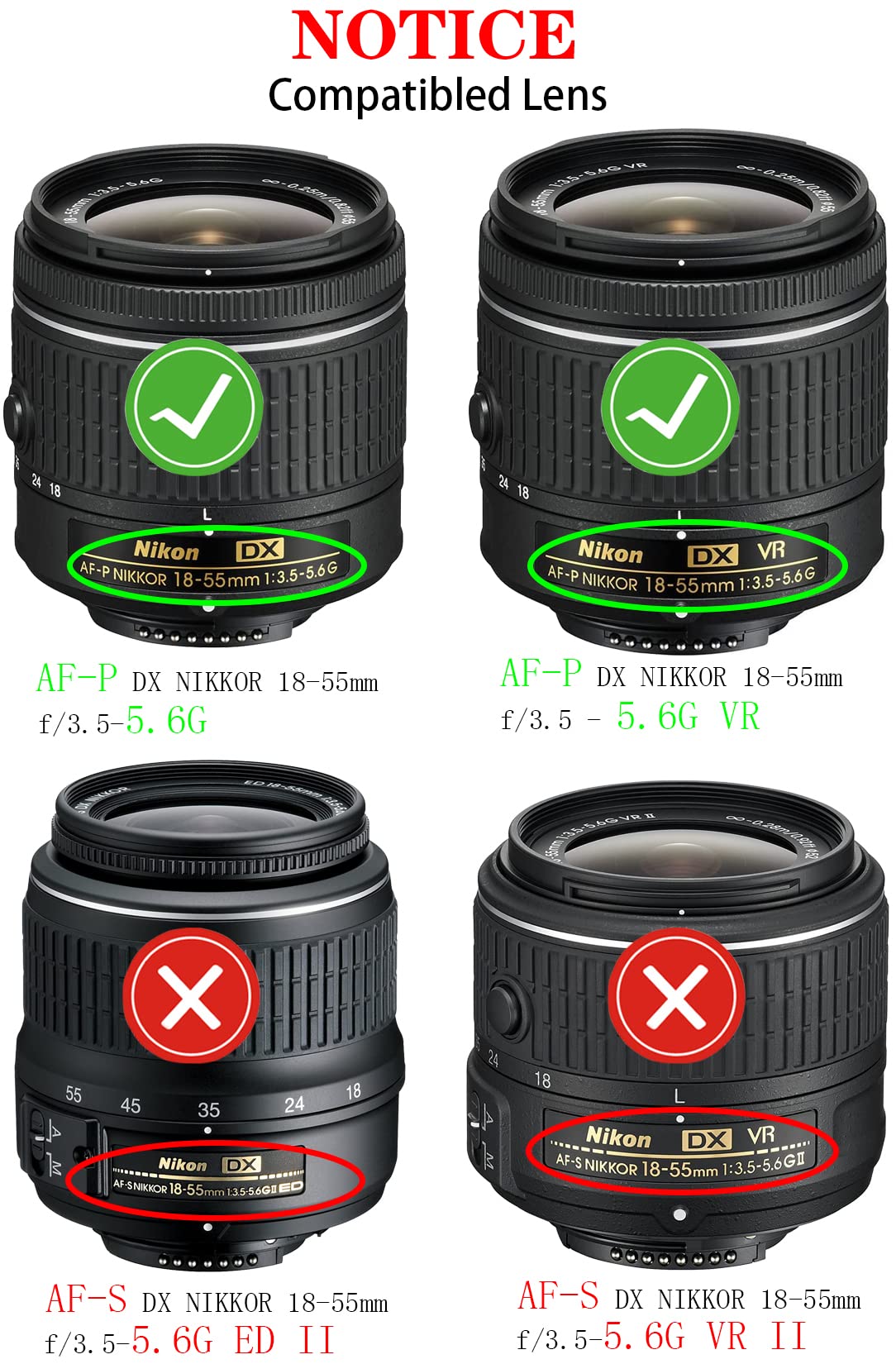 55Mm Lens Cap Cover For Nikon Af P(Not Af S) Dx Nikkor 18 55Mm F/3.5 5.6G Vr,Sony Fe 28 70Mm F/3.5 5.6 Oss,Huipuxiang Compatible