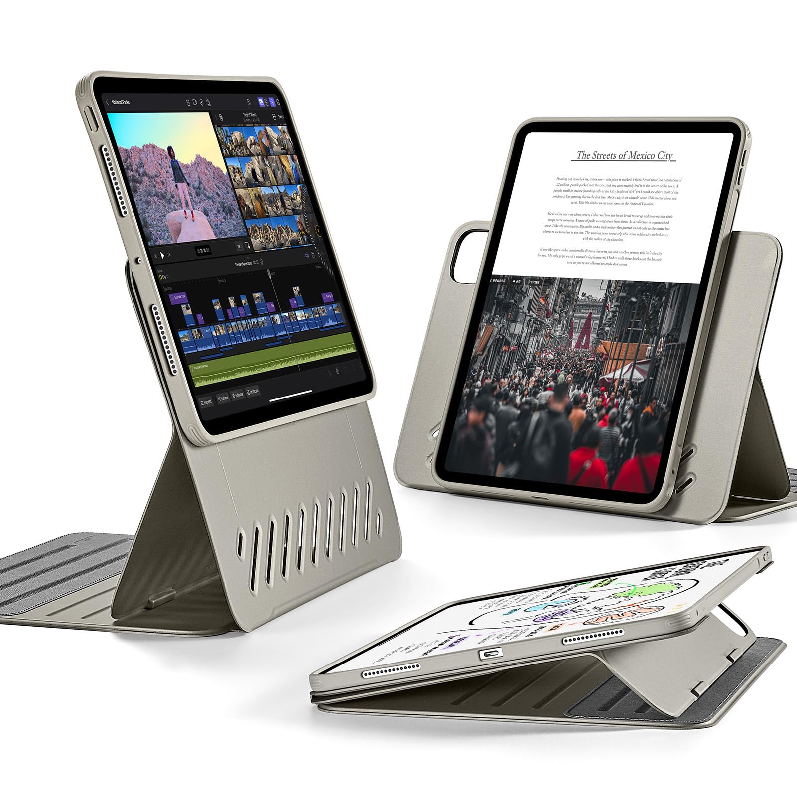 ESR for iPad Pro 11 Inch Case (M4) 2024 5th Gen, Rotating Case with Removable Magnetic Cover, Adjustable Portrait/Landscape Stan