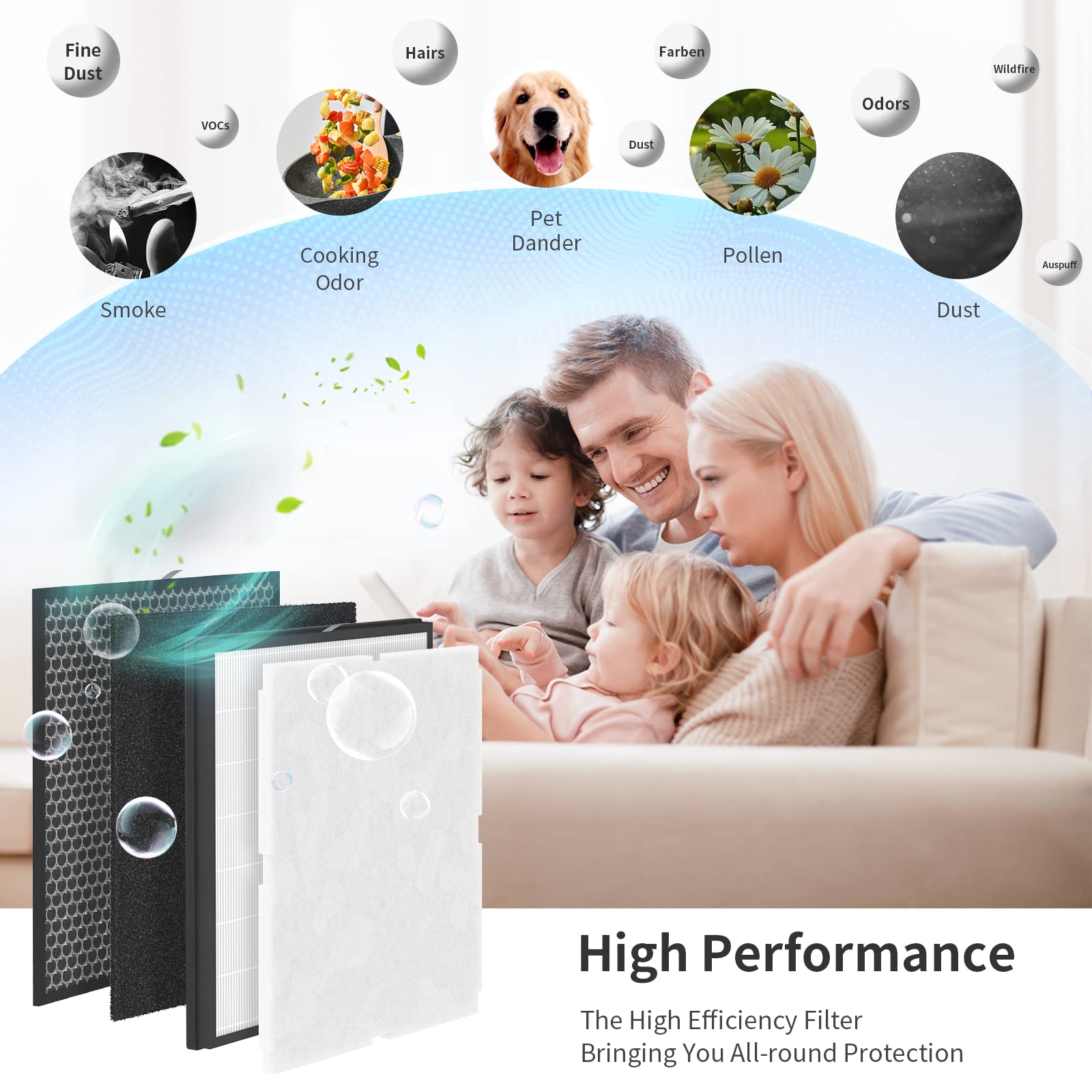 Gokbny 3 Set Rabbit Air Minusa2 Filter Replacement Kit Compatible With Rabbit Air Minusa2 Purifier, Spa 700A, Spa 780A/N [Odor R