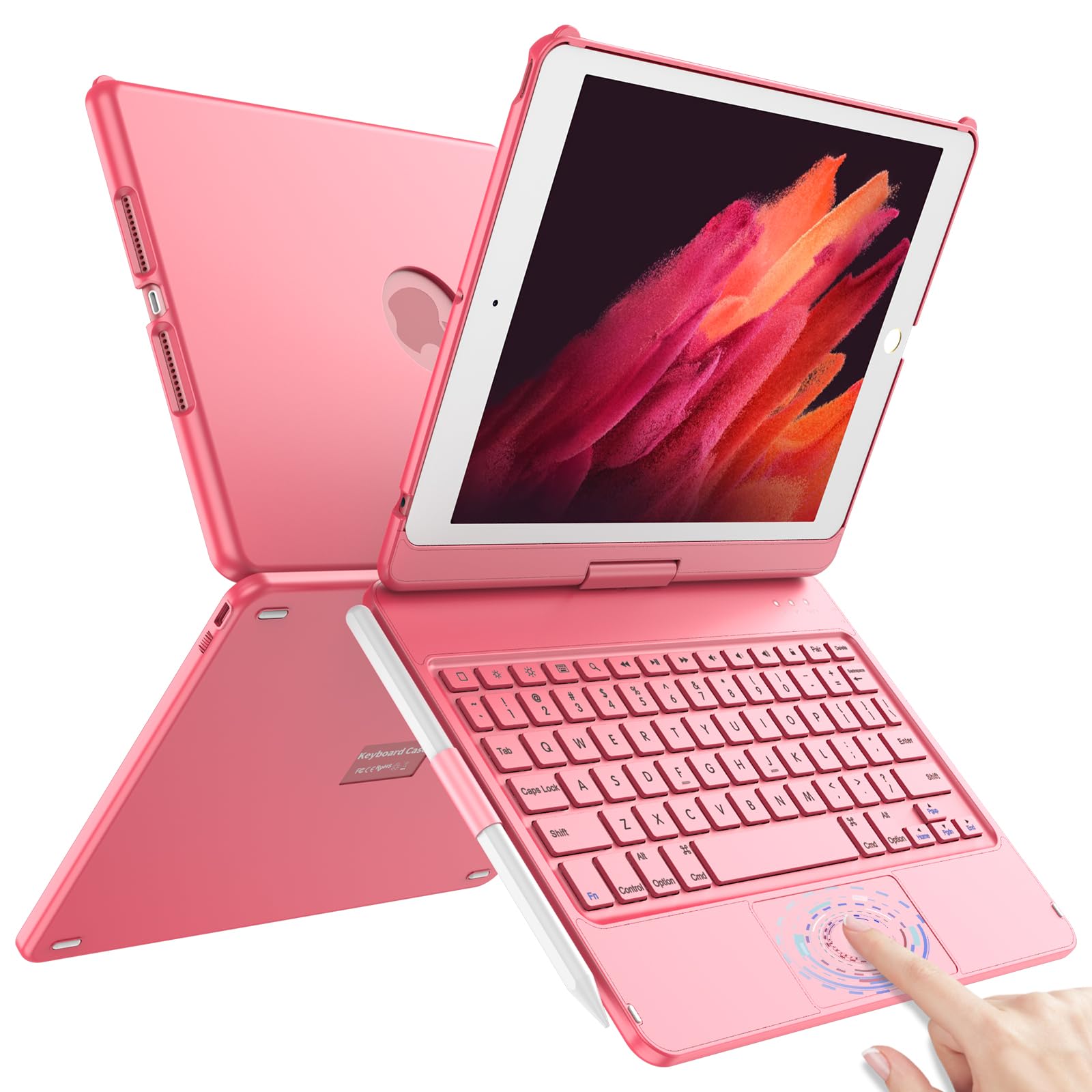 TQQ Touch for iPad 9th Generation Case with Keyboard (10.2, 2021)