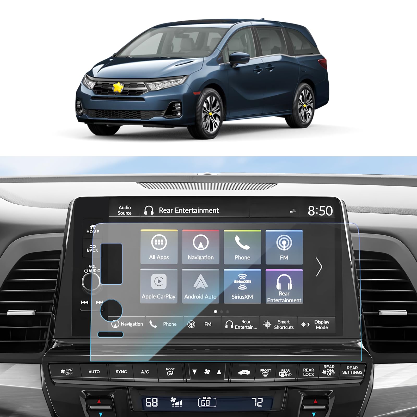 Sktu For 2025 Honda Odyssey Screen Protector 9 Inch For 2025 Honda Odyssey (Ex L/Sport L/Touring/Elite) 9 Inch Navigation Display, Honda Odyssey 2025 Accessories Tempered Glass [Anti Glare & Scratch, Hd Clear]