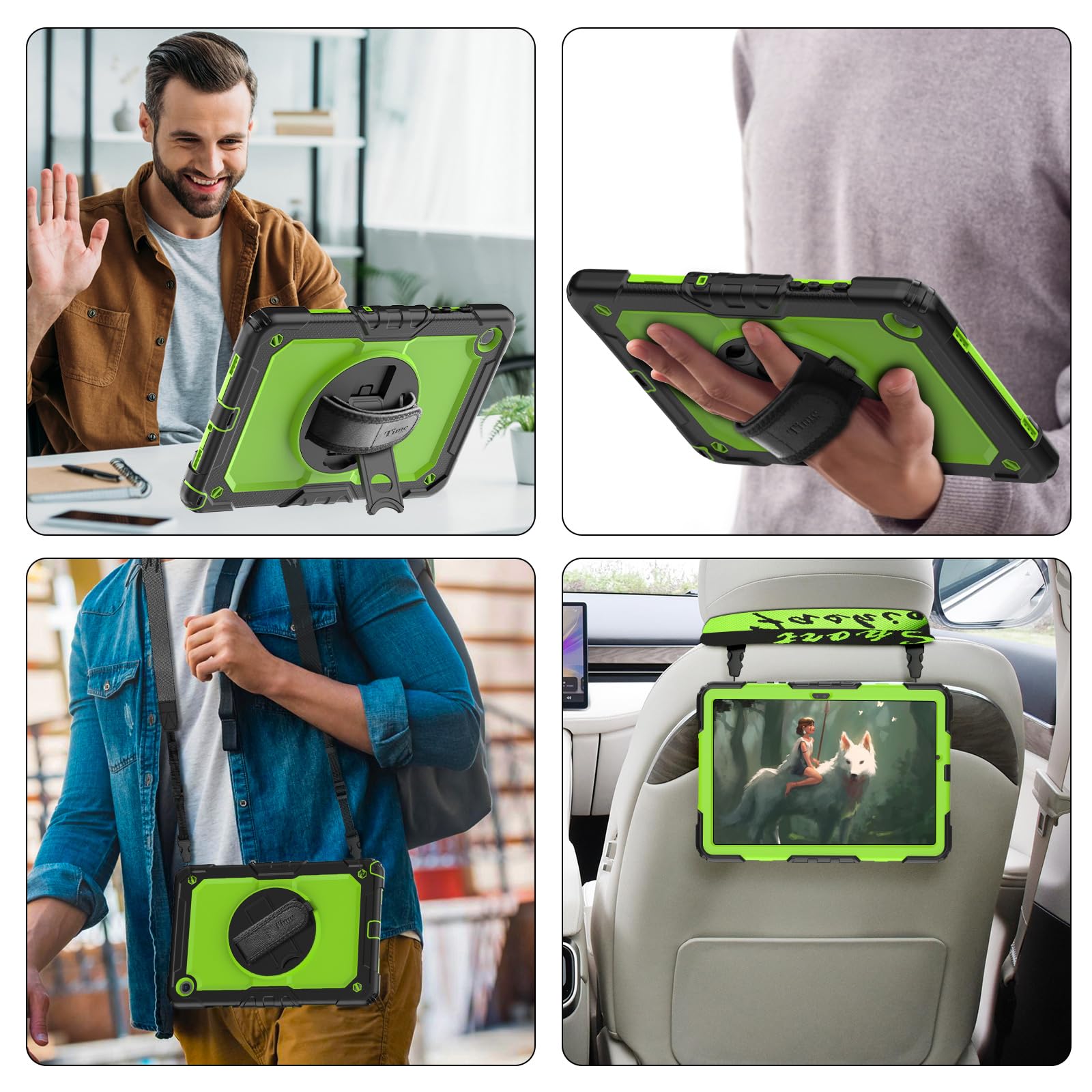 Timecity Case For Samsung Galaxy Tab A9 Plus 11 Inch 2023 With Screen Protector, Full Body Drop Protection Case With Rotating St