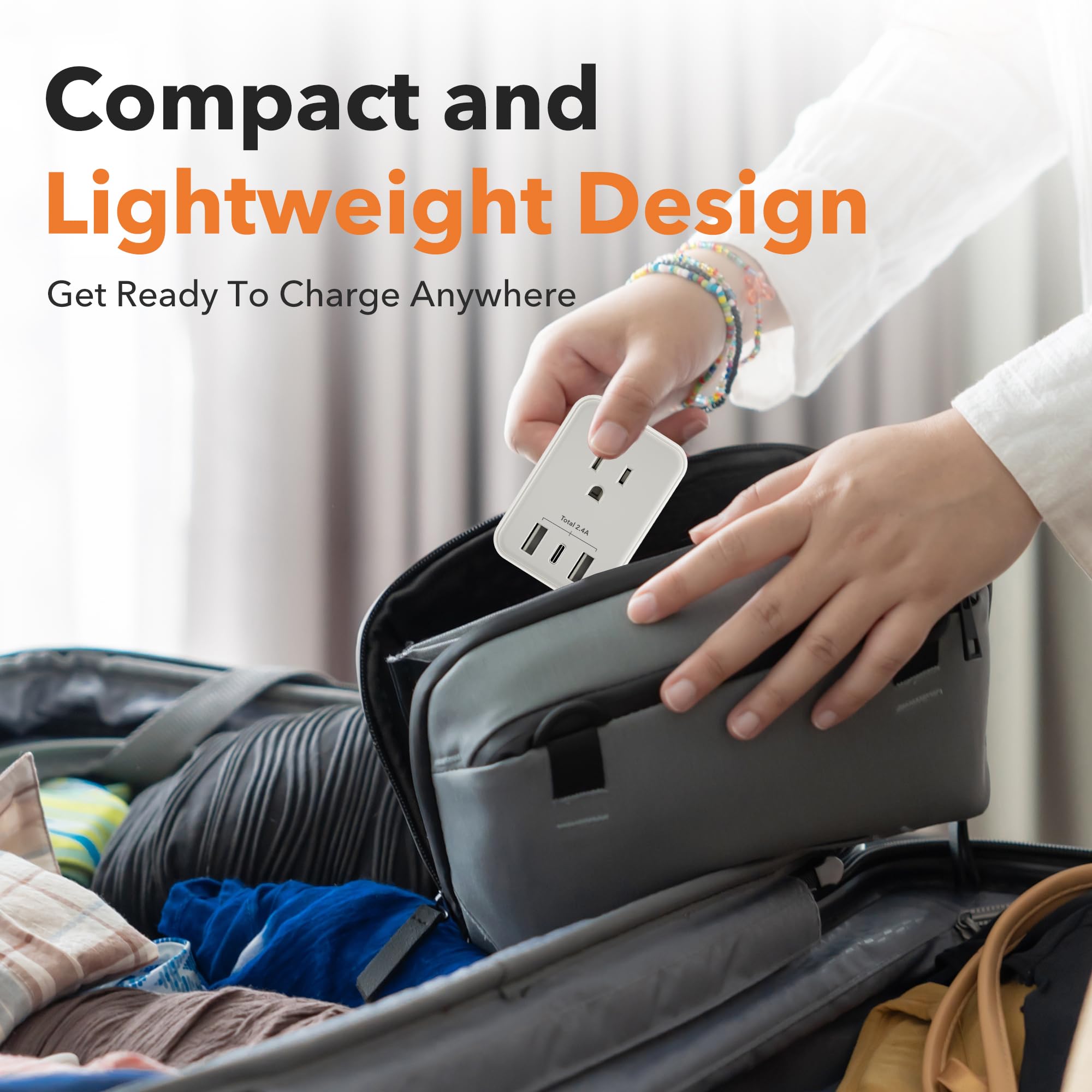 Bn Link Multi Plug Outlet Extender 2 Pack, Outlet Splitter With 4 Outlet And 3 Usb Ports (1 Usb C), 4 Sided Multiple Plug Expand