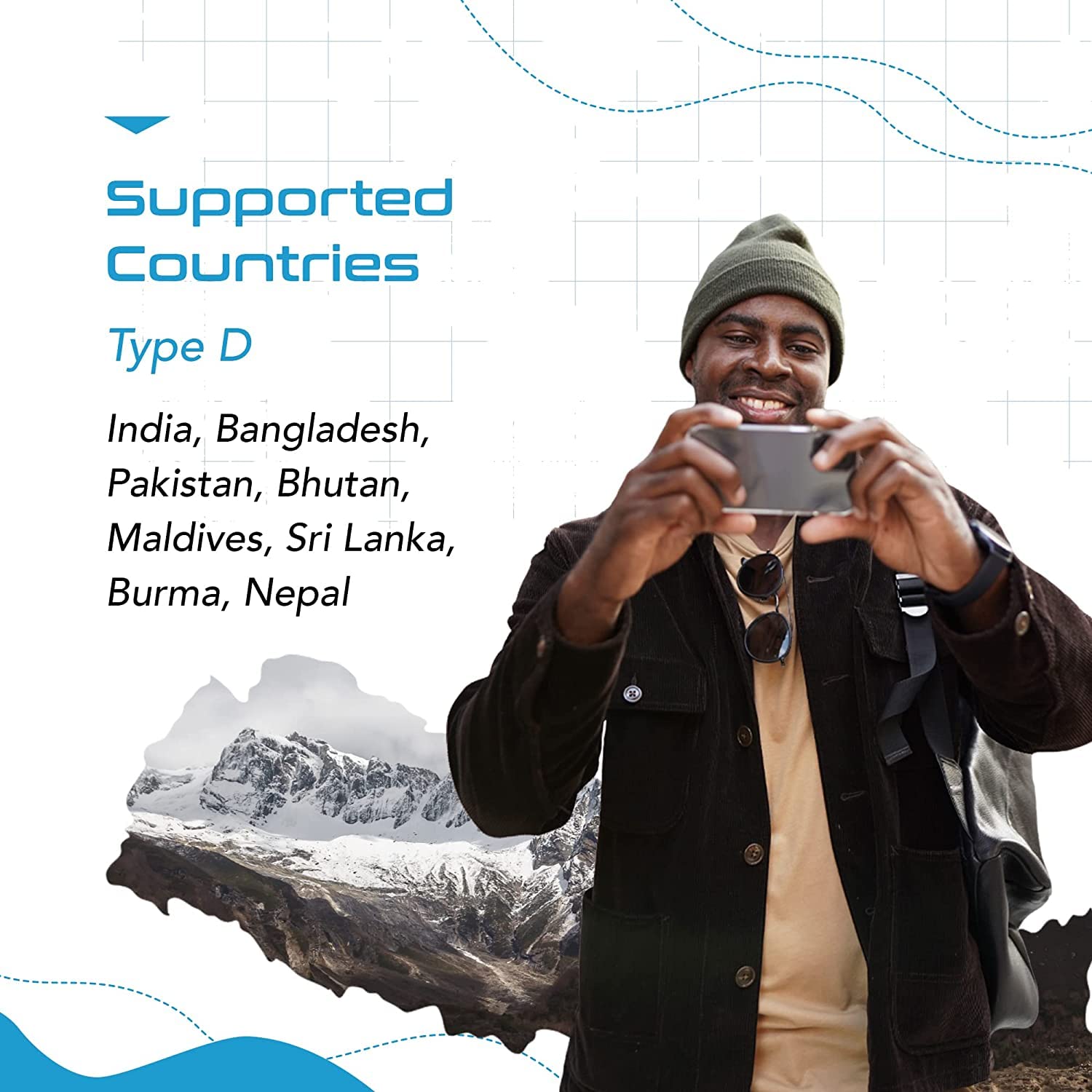 Ceptics India, Pakistan Travel Adapter   5 Input With Qc 3.1A Dual Usb And Usb C   Ultra Compact   Light Weight   Usa To Any Typ