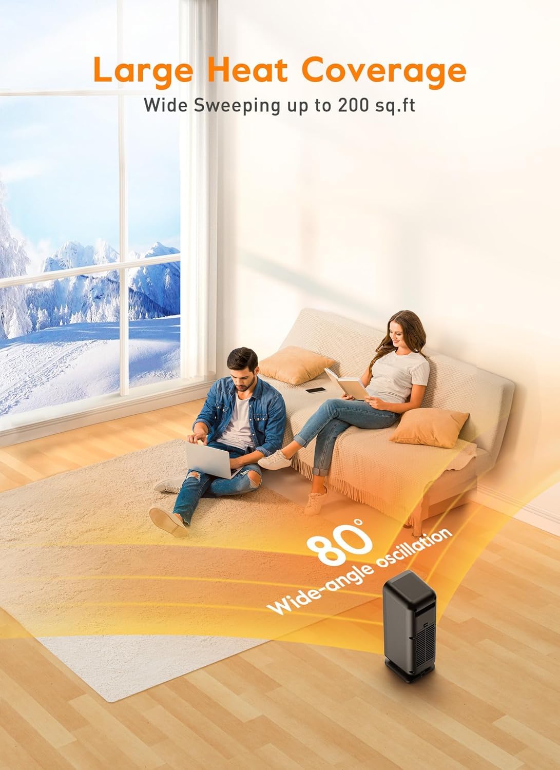 Givebest Space Heaters For Indoor Use, Touch Panel, 1500W Fast Heating Electric Heater With Remote, 5 Modes Quiet Heater With Ni