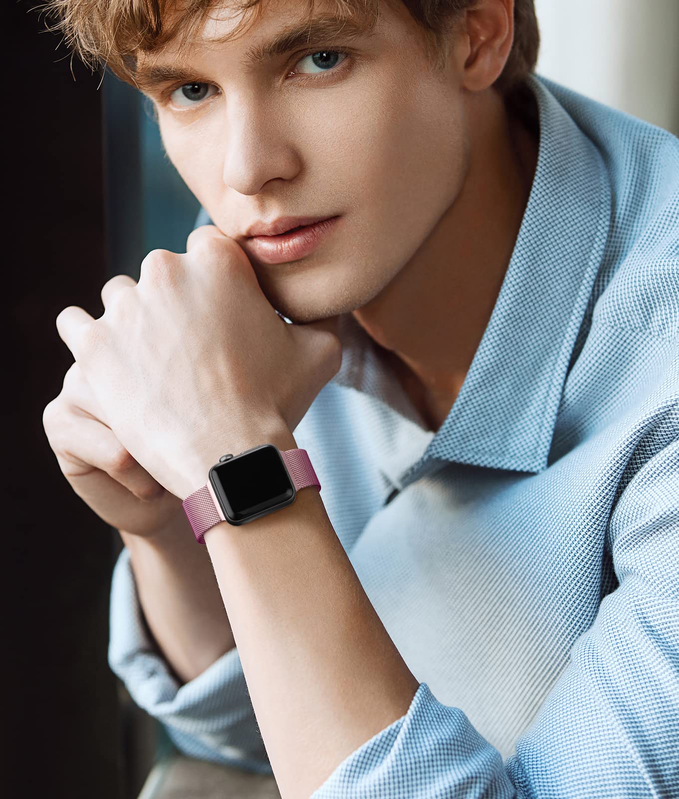 Rabini Compatible For Magnetic Apple Watch Band 38Mm 40Mm 41Mm 42Mm 46Mm 44Mm 45Mm 49Mm Women Men, Stainless Steel Mesh Metal Ba