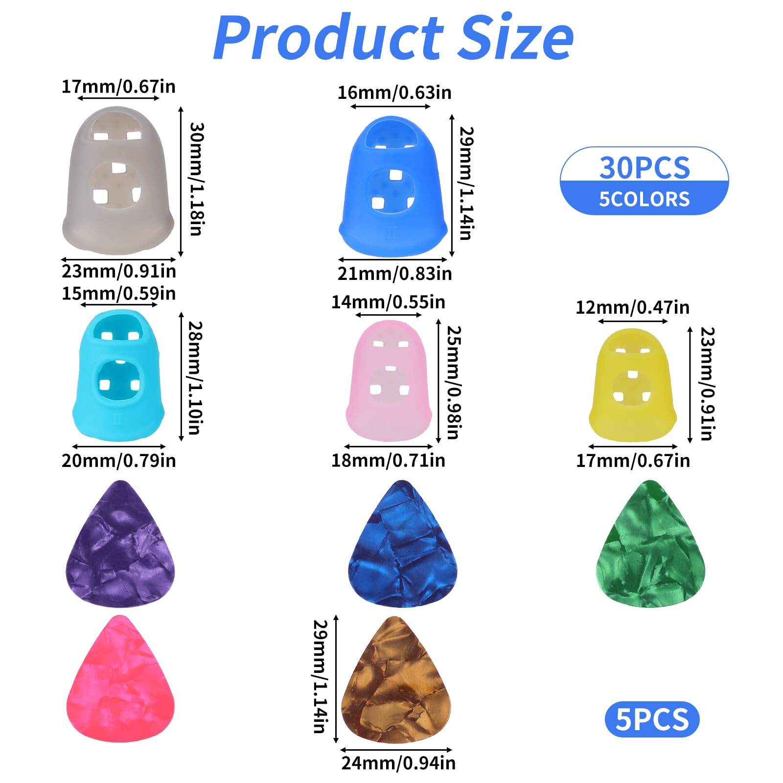 35 Pcs Guitar Finger Protector For Guitar Players Silicone Finger Protectors Guitar Finger Cover 5 Sizes Anti Slip Fingertip Pro