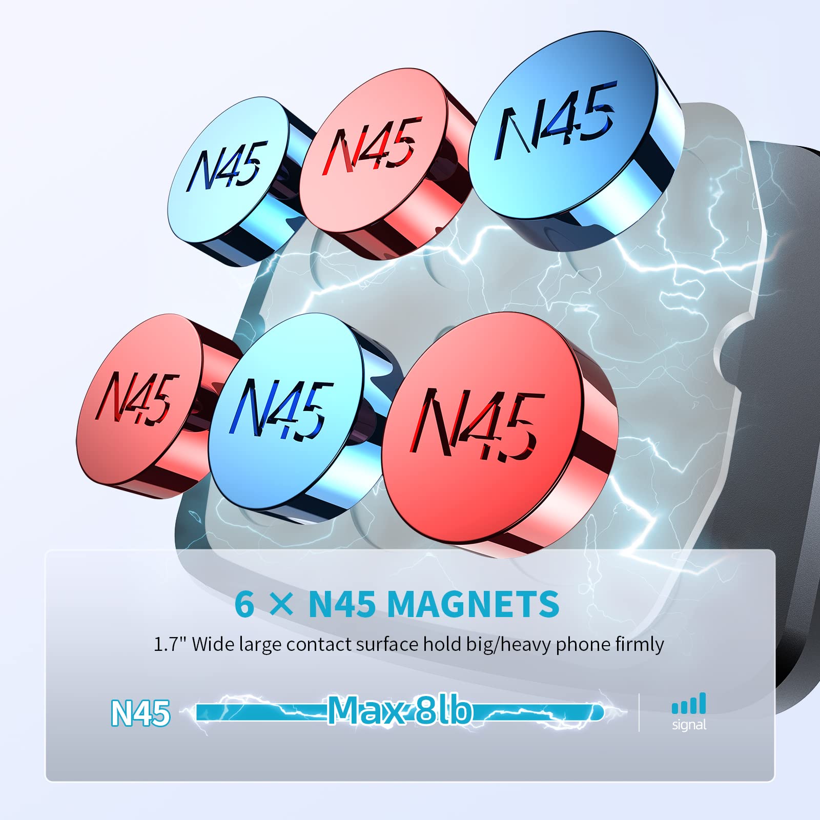 Apps2Car Magnetic Phone Holder Mount With 13-Inch Flexible Long Arm & 6 Strong Magnets, Anti-Shake Holder For Truck Windshield D