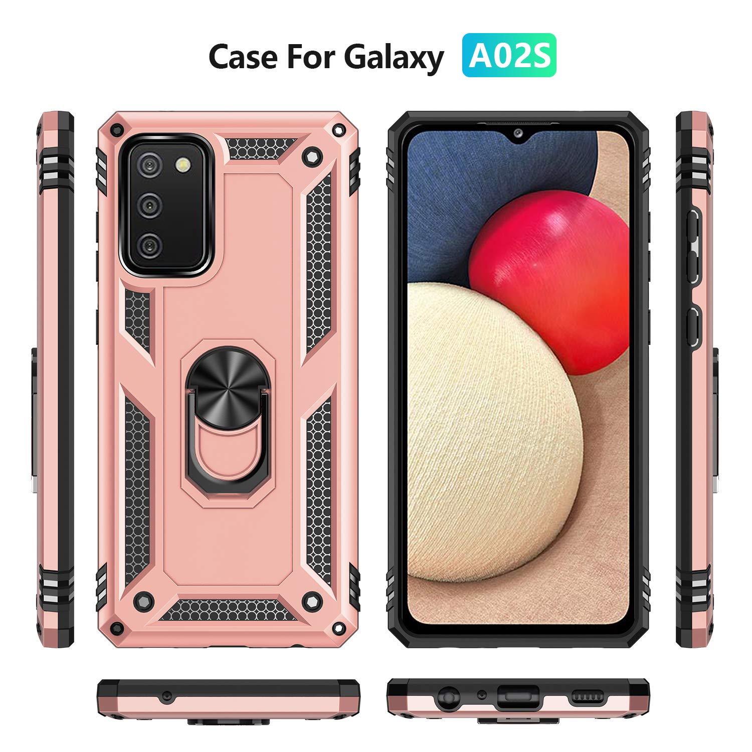 Sktgslamy For Galaxy A02S Phone Case,Galaxy A02S Case With Screen Protector,[Military Grade] 16Ft. Drop Tested Cover With Magnet