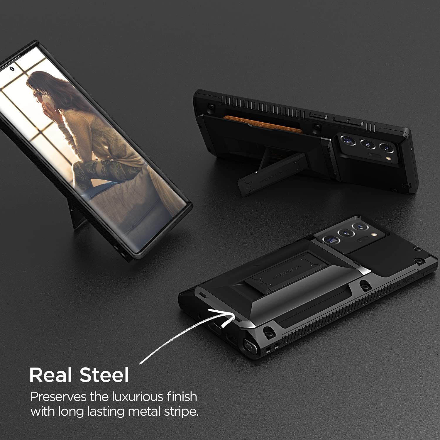 Vrs Design Damda Glide Hybrid Phone Case For Galaxy Note 20 Ultra, With [4 Cards] [Semi Auto] Premium Sturdy Card Wallet And Kic
