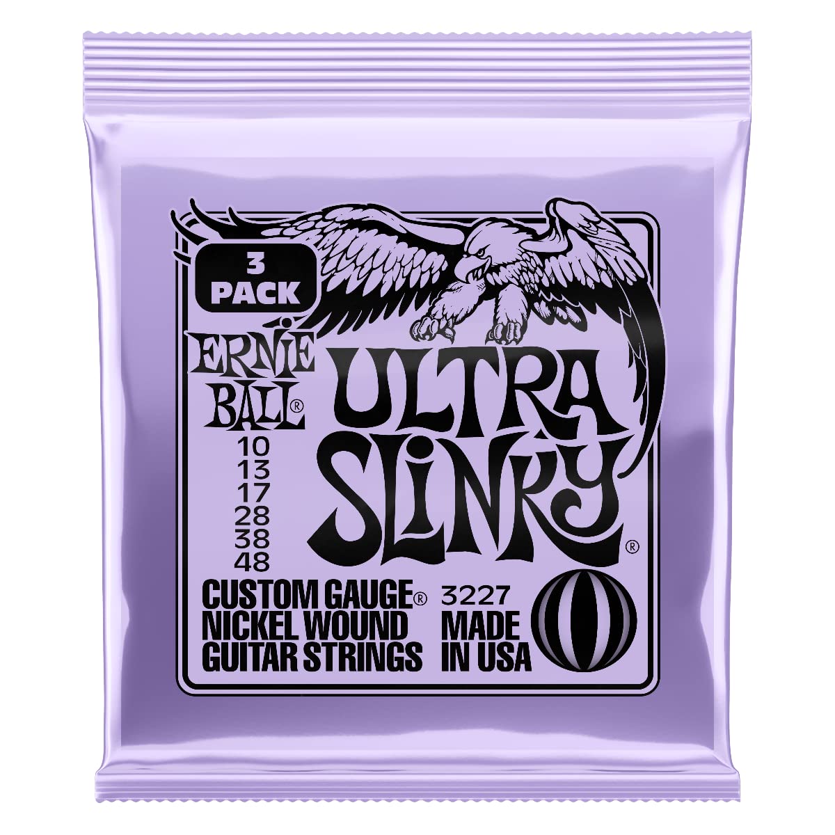 Ernie Ball Ultra Slinky Nickel Wound Electric Guitar Strings 3 Pack, 10 48 Gauge (P03227)