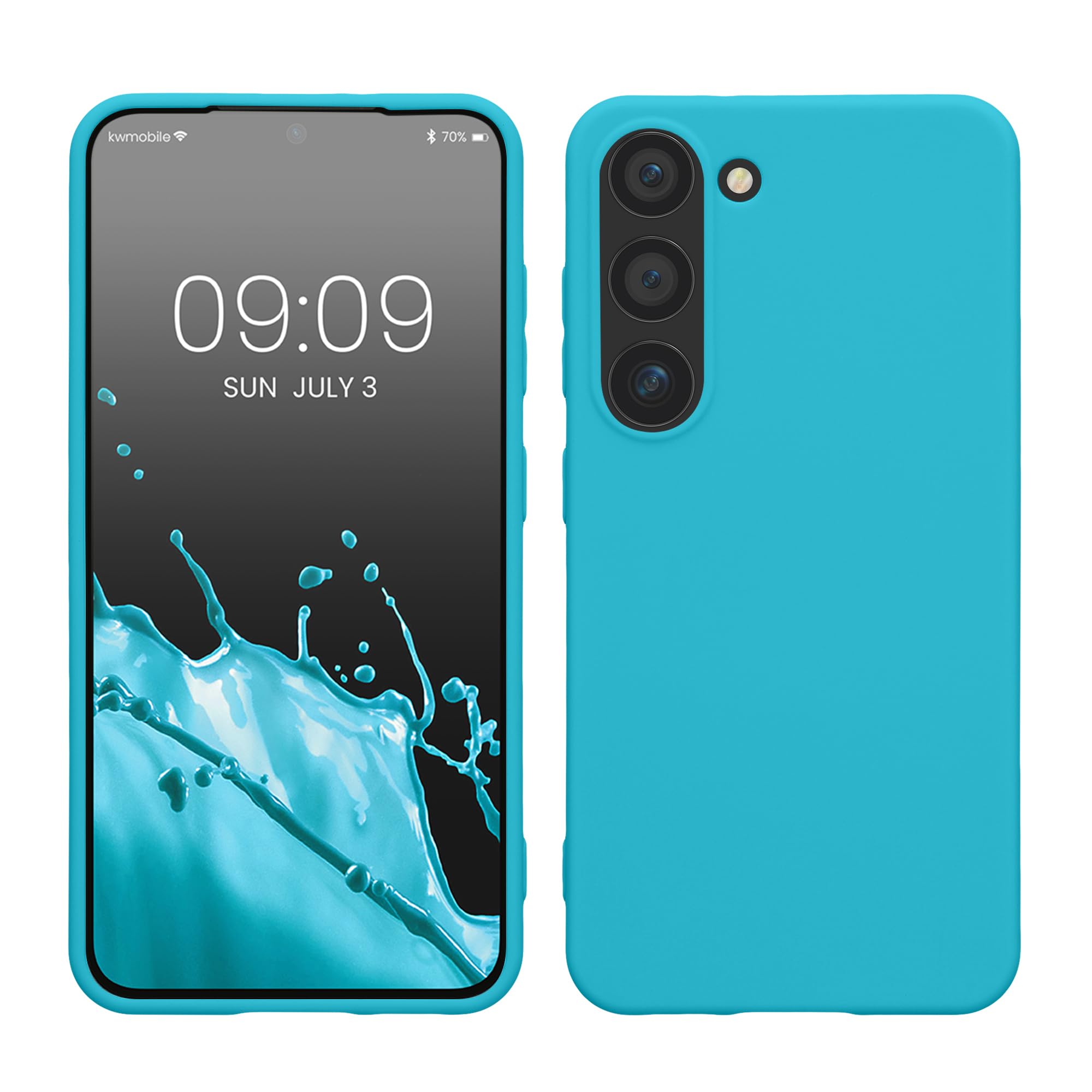 kwmobile Case Compatible with Samsung Galaxy S23 Case - Soft Slim Protective TPU Silicone Cover - Cool Glacier
