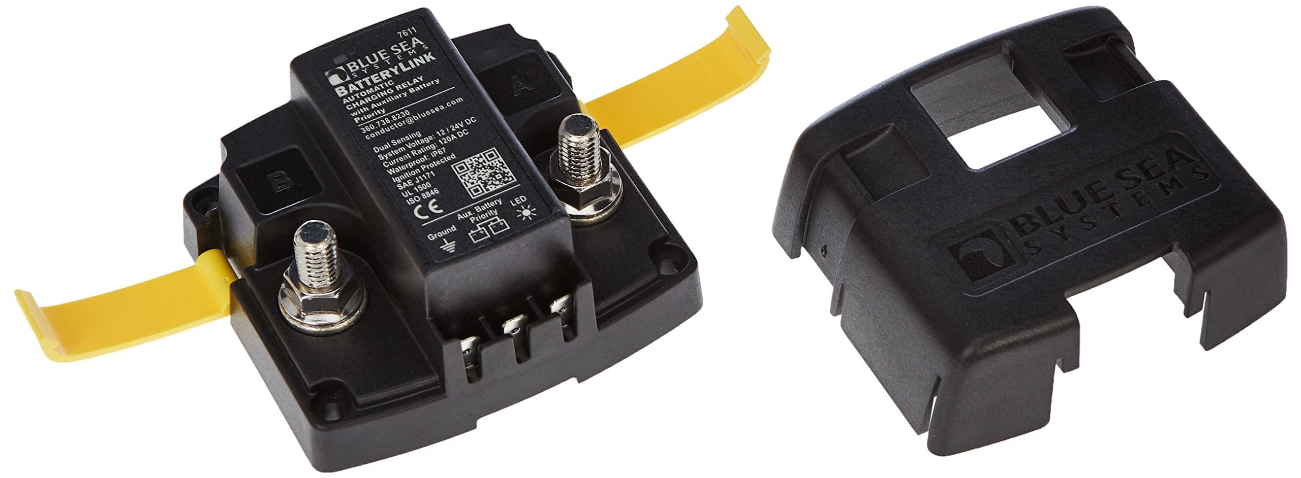 Blue Sea Systems 7611 Auto Charge Relay 120A 12/24V, Black,Yellow