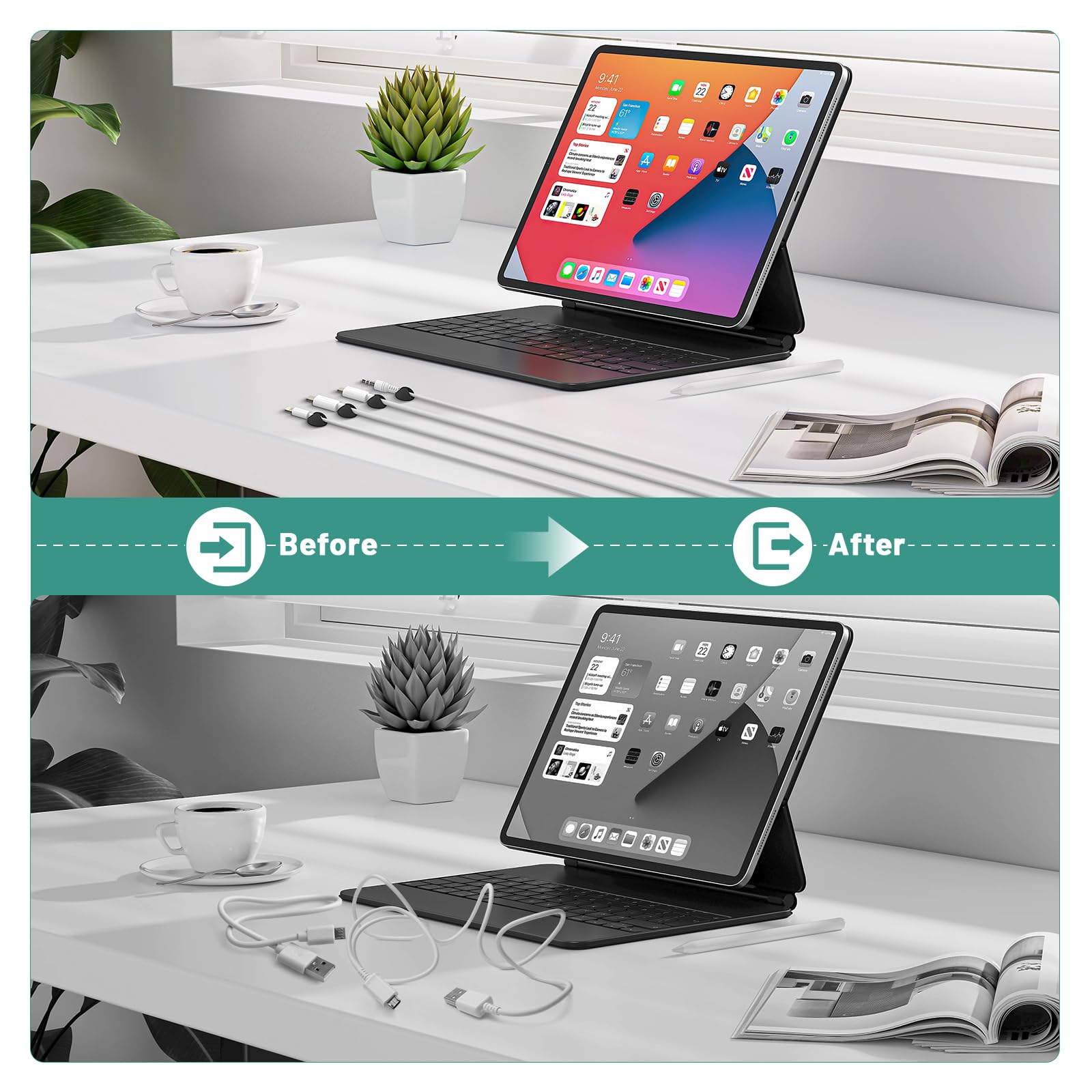 18 Pack Mini Cable Clips, Znben Cord Organizer Holder Adhesive Cord Management Charger Wire Holder Clips For Desk, Home, Office,