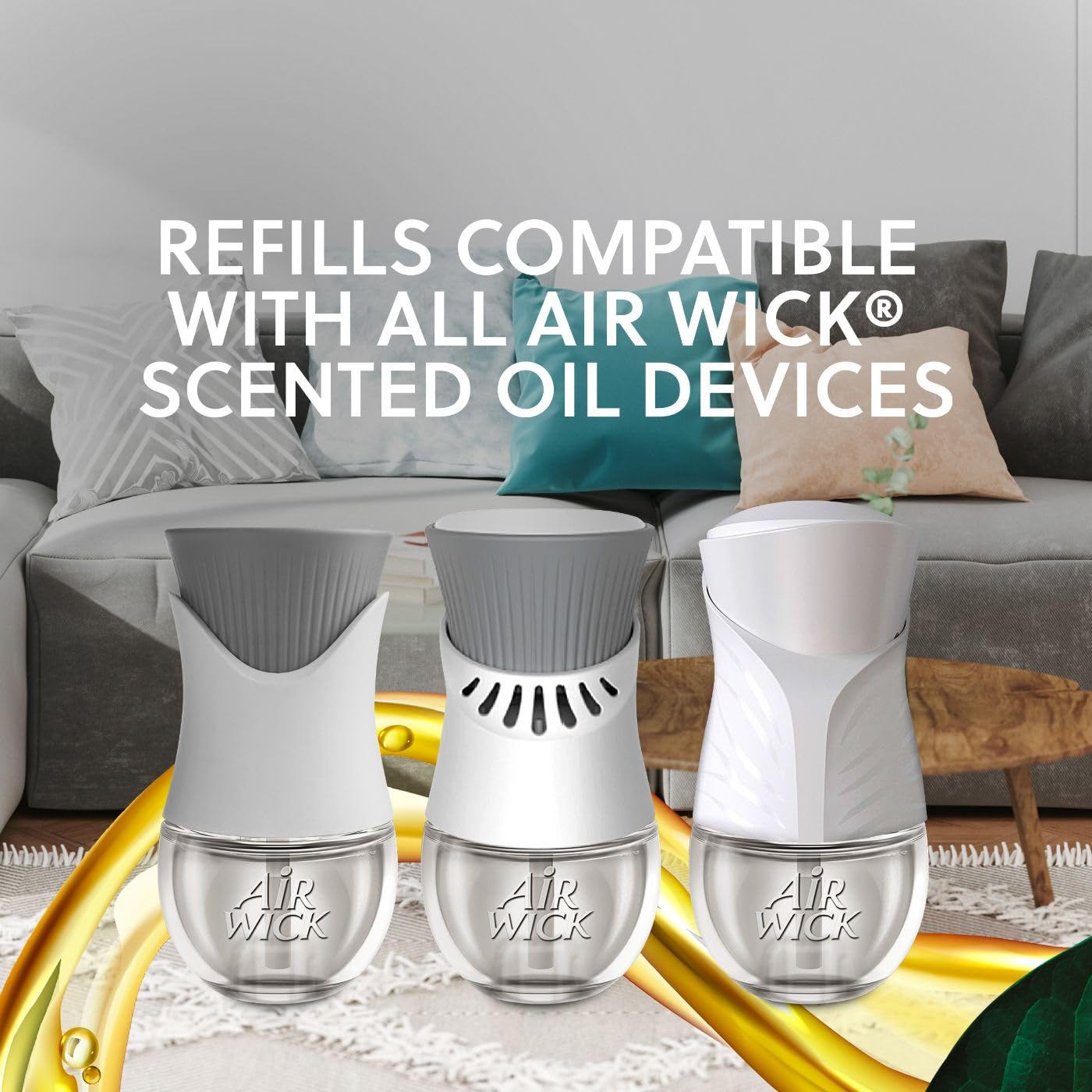 Air Wick Plug In Scented Oil Refill, 5Ct, Calming Sea Spray & Breeze, Air Freshener, Essential Oils