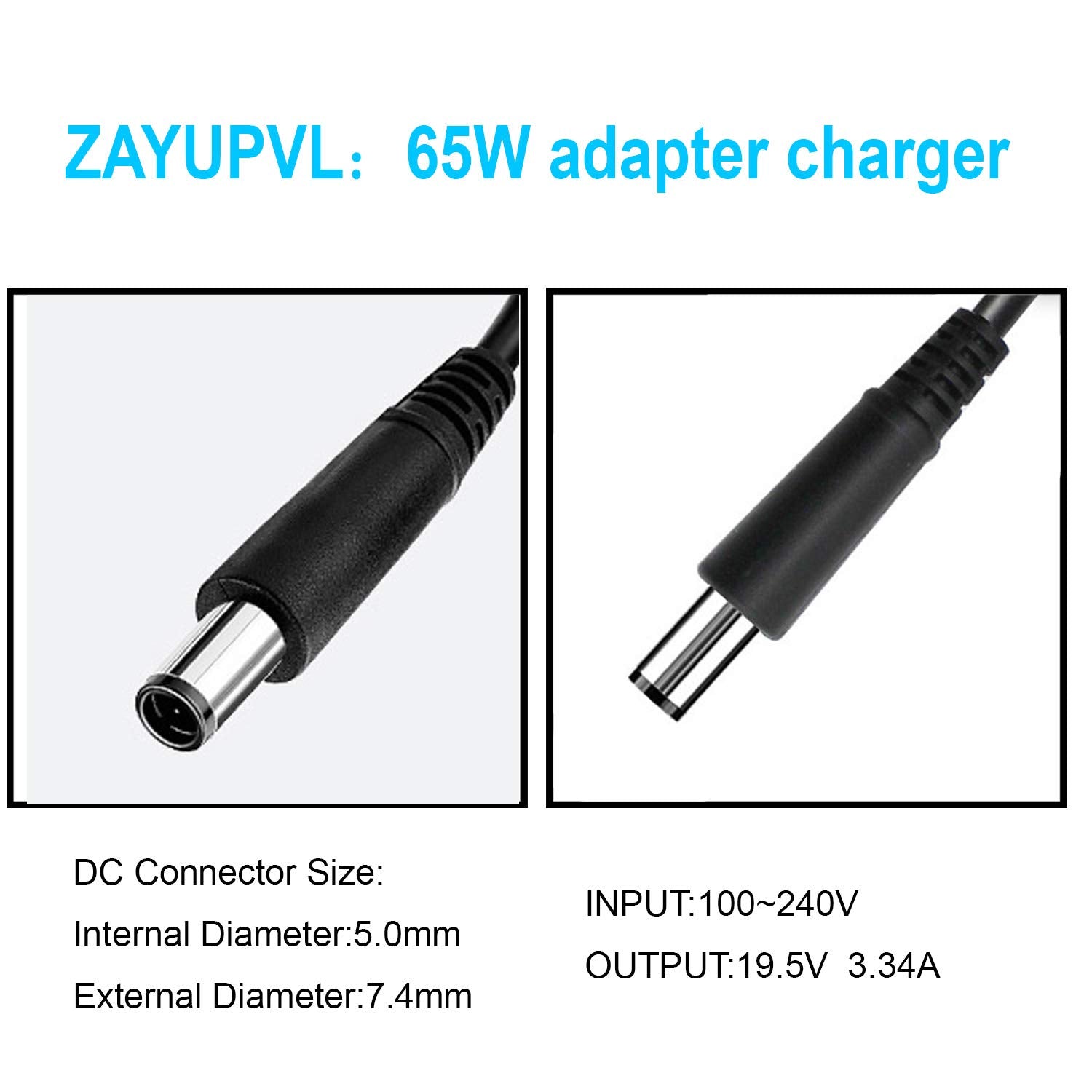 Zayupvl 65W 7.4Mm Tip Replacement Ac Adapter For Dell Latitude 3190 7470 5580 7280 La65Ns2 01 E5570 E7450 E6430 E6410 E6440 E744