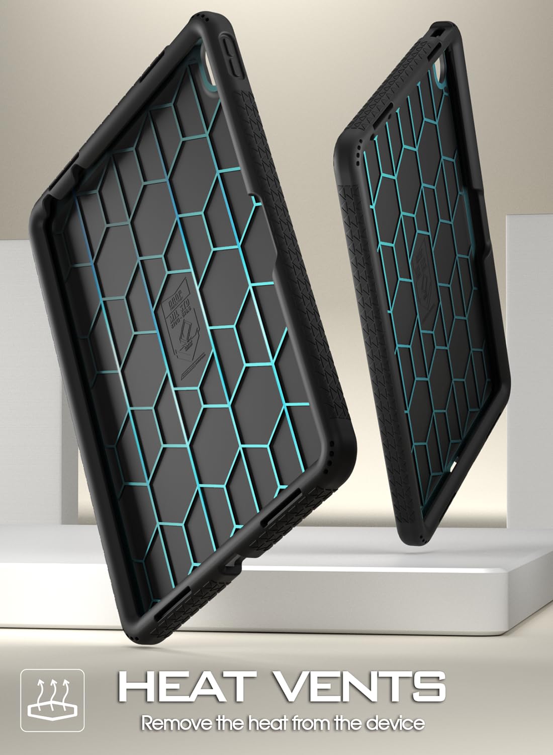 Poetic Turtleskin Case Designed For Ipad Air 11 Inch M3 / M2 (2025/2024), Heavy Duty Shockproof Rugged Kids Friendly Drop Protection Silicone Cover Case, Black