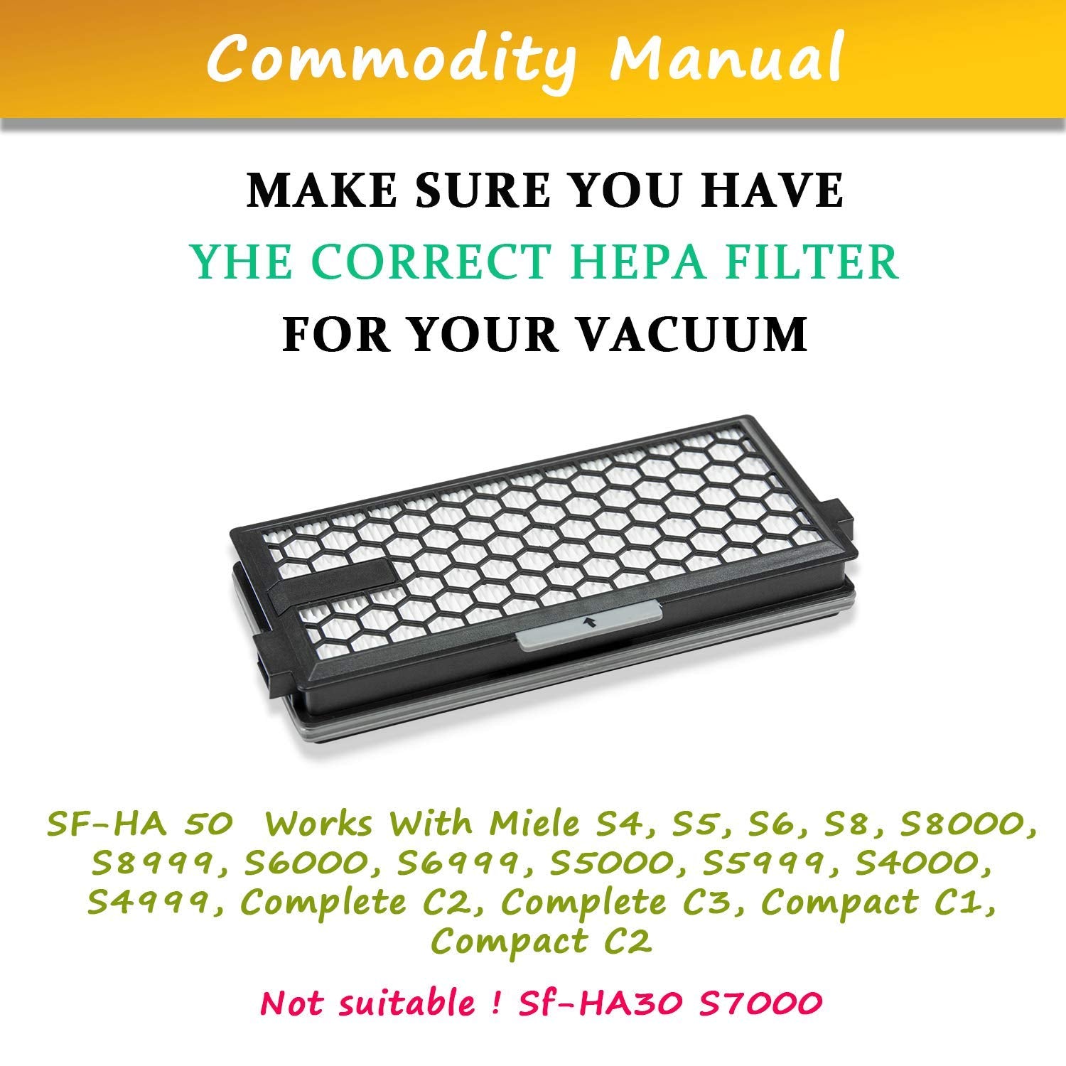 3 Pack Active Airclean Sf Aa 50,Sf Ha 50 Replacement Filter Compatible With Miele S4, S5, S6, S8, S8000, S8999, S6000, S6999, S5