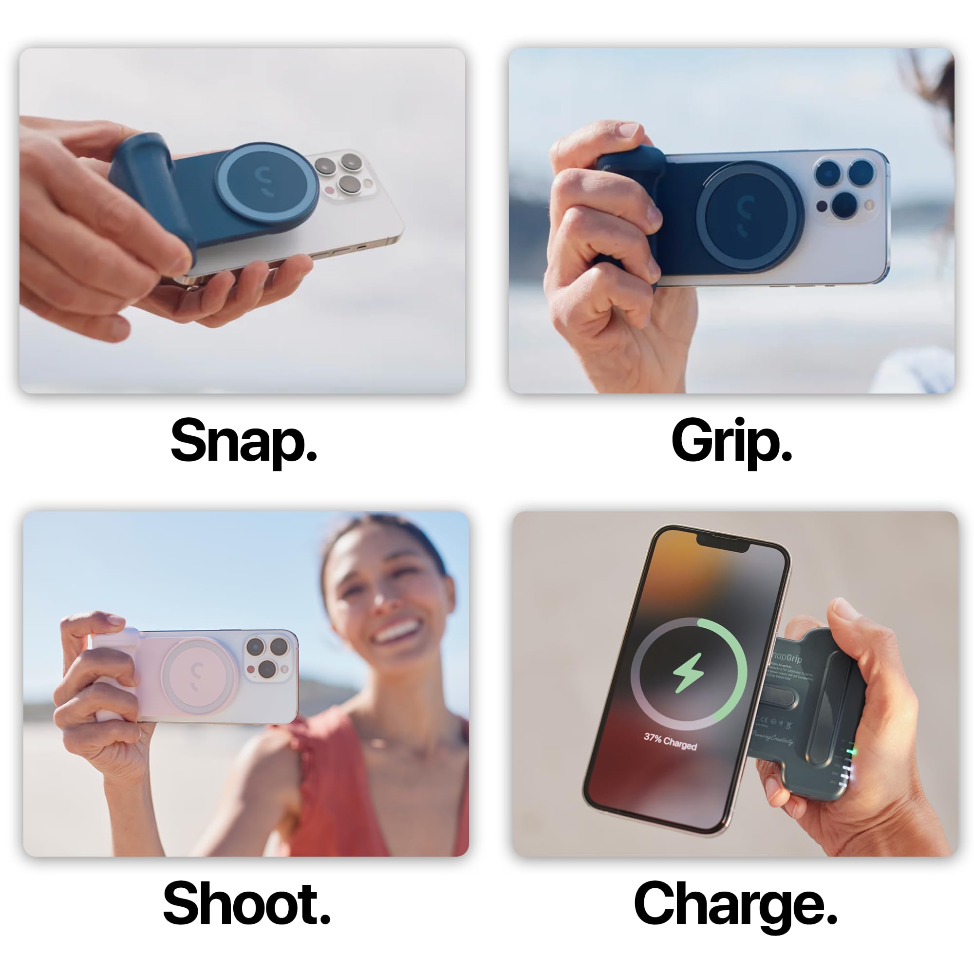 Shiftcam Snapgrip   Mobile Battery Grip With Wireless Shutter Button   Magnetic Mount Snaps On To Any Phone   Built In Powerbank