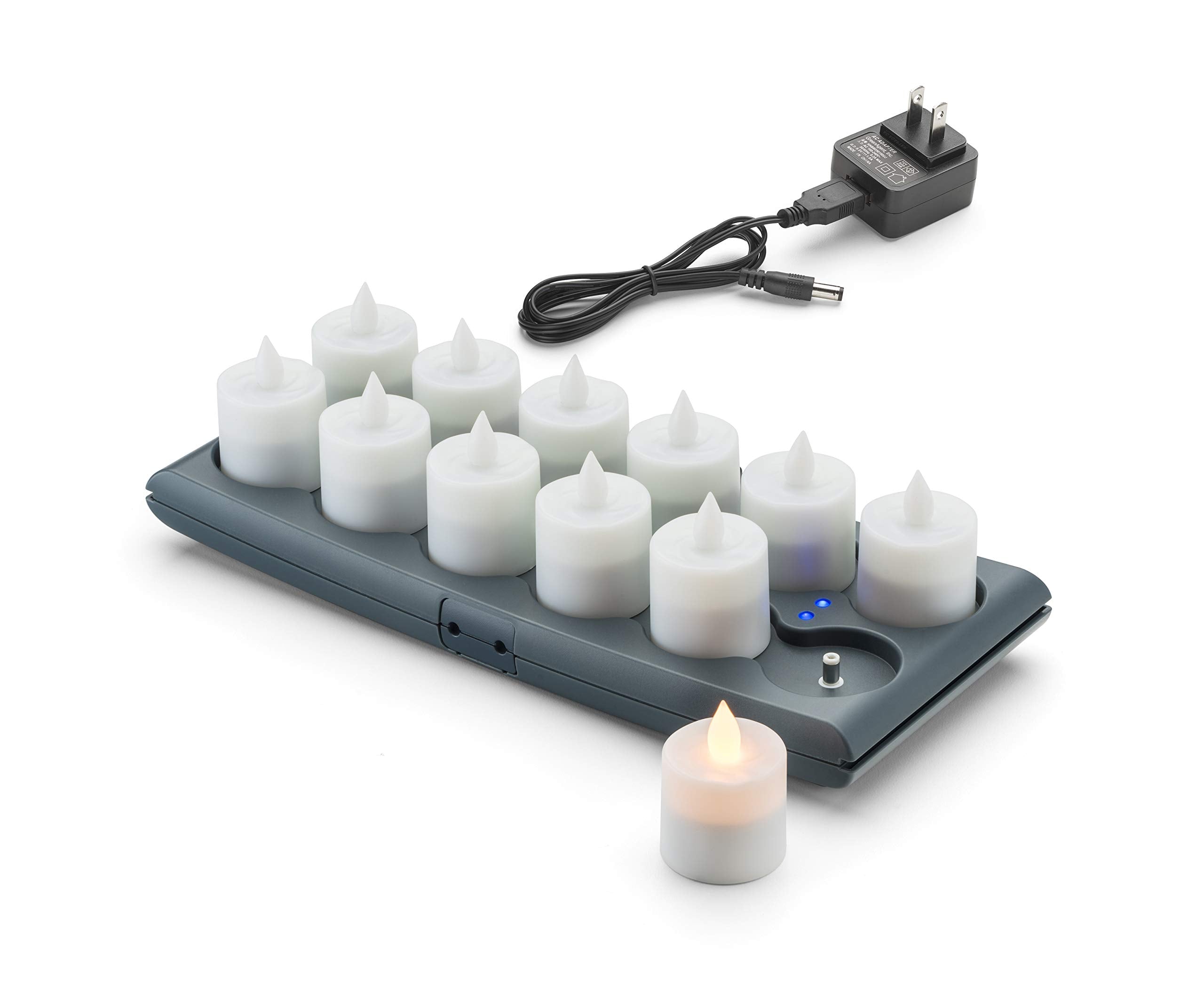 Hollowick Hfrv12 A V12 Value System Flameless Rechargeable Set:  12 Amber Led Candles,  1 Charging Tray,  1 Usb Power Supply