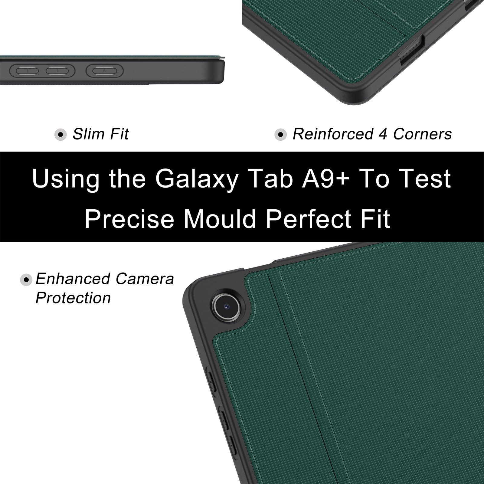 Soke Case For Galaxy Tab A9+/A9 Plus 11 Inch 2023, Shock Proof Smart Folio Stand Case, Multi  Viewing Angles, Soft Tpu Back Cover For Samsung Galaxy Tab A9+ Tablet [Sm X210/X216/X218], Midnight Green