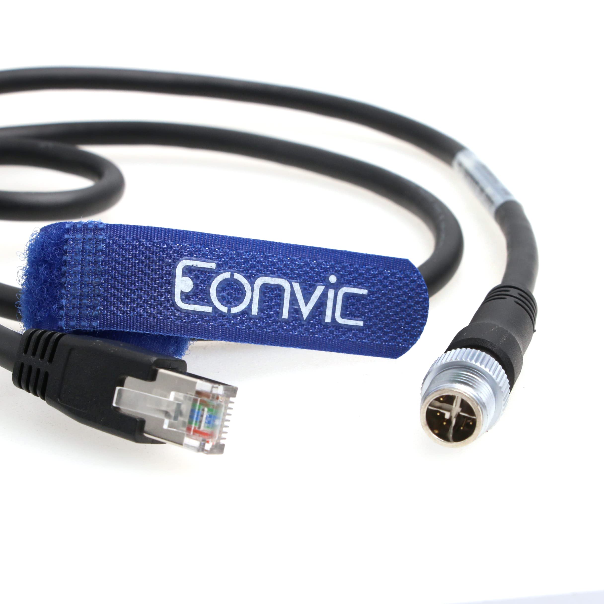 Eonvic Ethernet Shielded Cable M12 X Type 8 Position To Rj45 Waterproof Industrial Network High Flex Cable For Cognex (8M, Black)