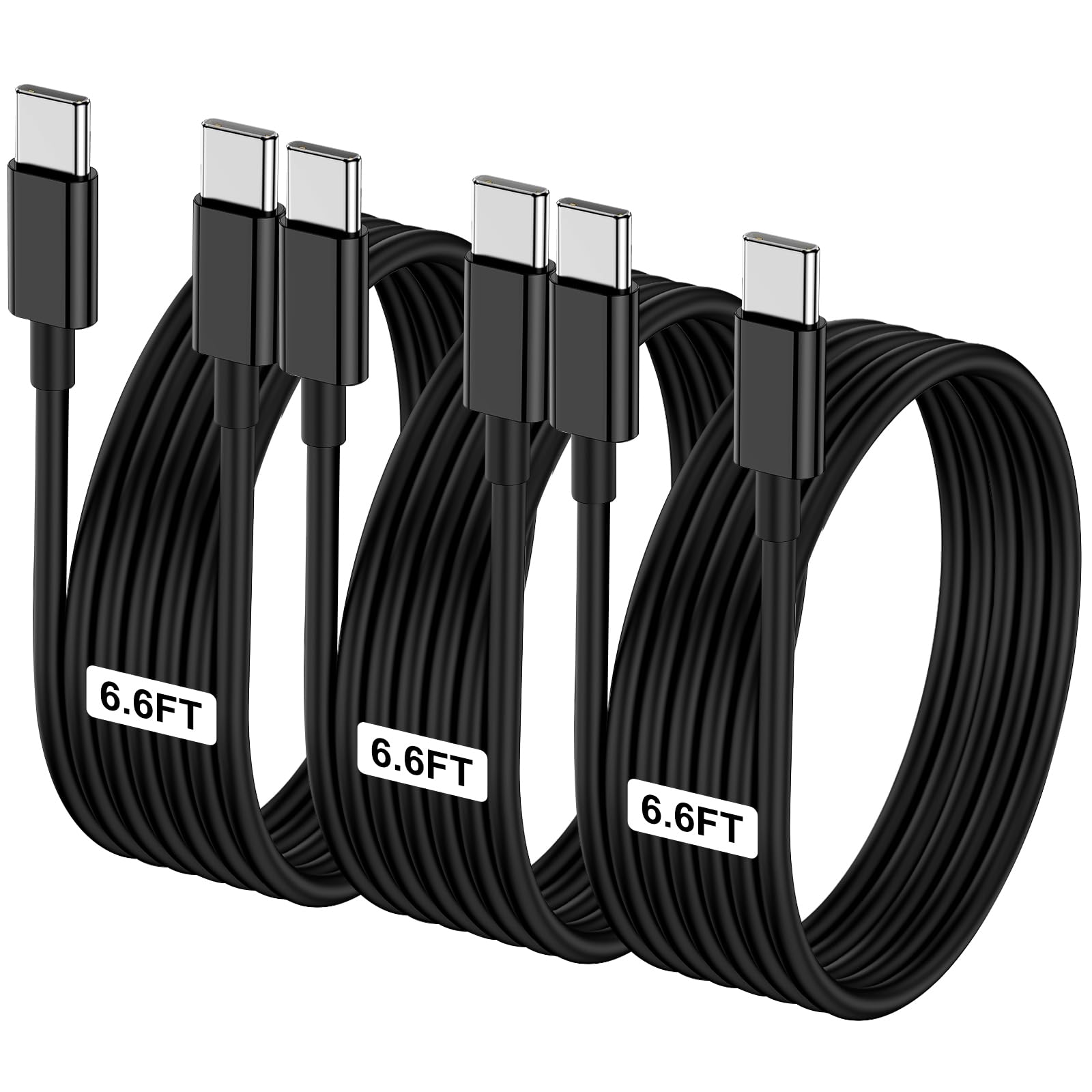 Lofpye 3 Pack Black 6.6Ft 60W Usb C To Usb C Cable, Type C To Type C Cable,Fast Charging Cable For Iphone 15/15Plus/15 Pro/15Pro