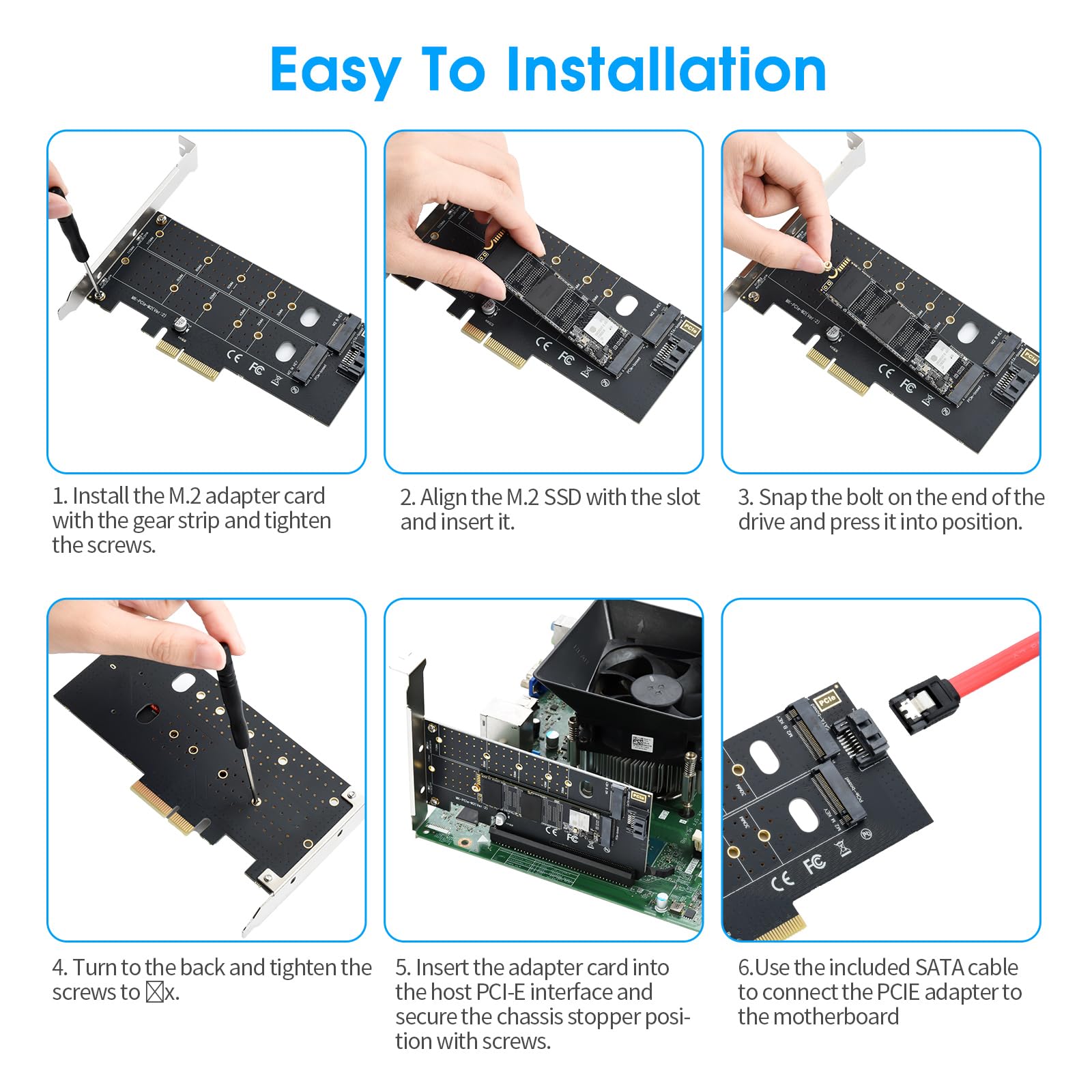 Eluteng Dual M.2 Pcie Adapter Nvme/Ngff To Pcie X4 Expansion Card 32Gbps Pcie Nvme Ssd Adapter Compatible With B Key/M Key/B&M K