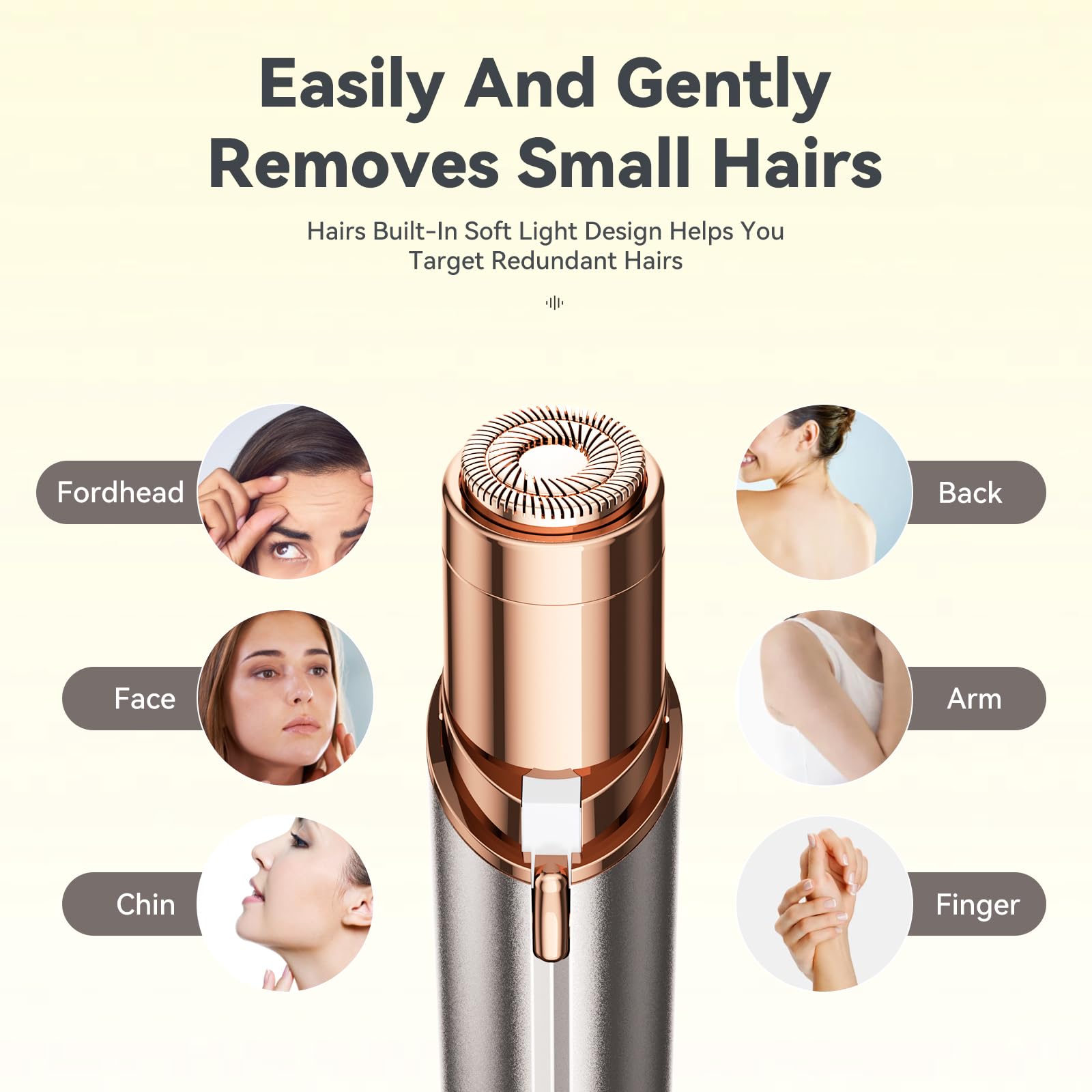 Innvo Facial Hair Remover For Women Ladies Upper Lip Hair Removal Electric Face Shaver With Rechargeable Battery Brush (White)