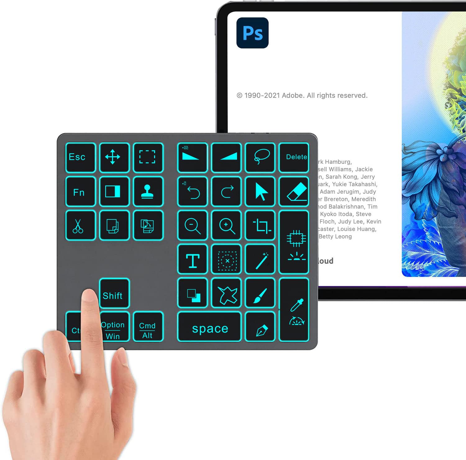 Doohoeek Bluetooth Shortcut Keyboard For Adobe Photoshop For Pc Computer, Desktop, Ipad & Macbook, Ps Shortcut Hotkeys Keypad Re