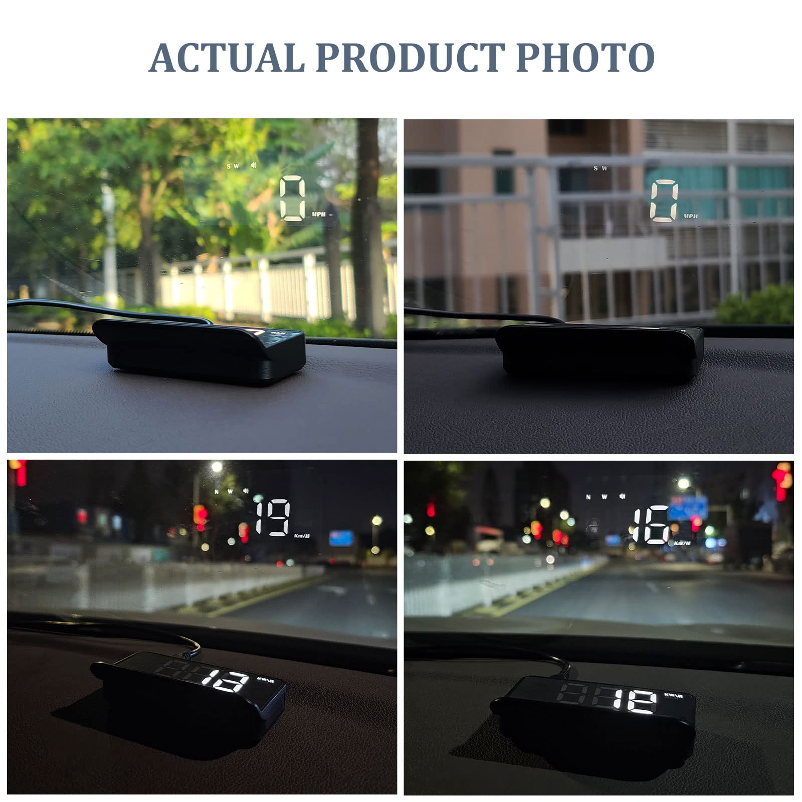 Liiiyuan M1 White Windshield Projection Heads Up Display, Digital Gps Speedometer With Speed, Travel Direction Function, And Ove