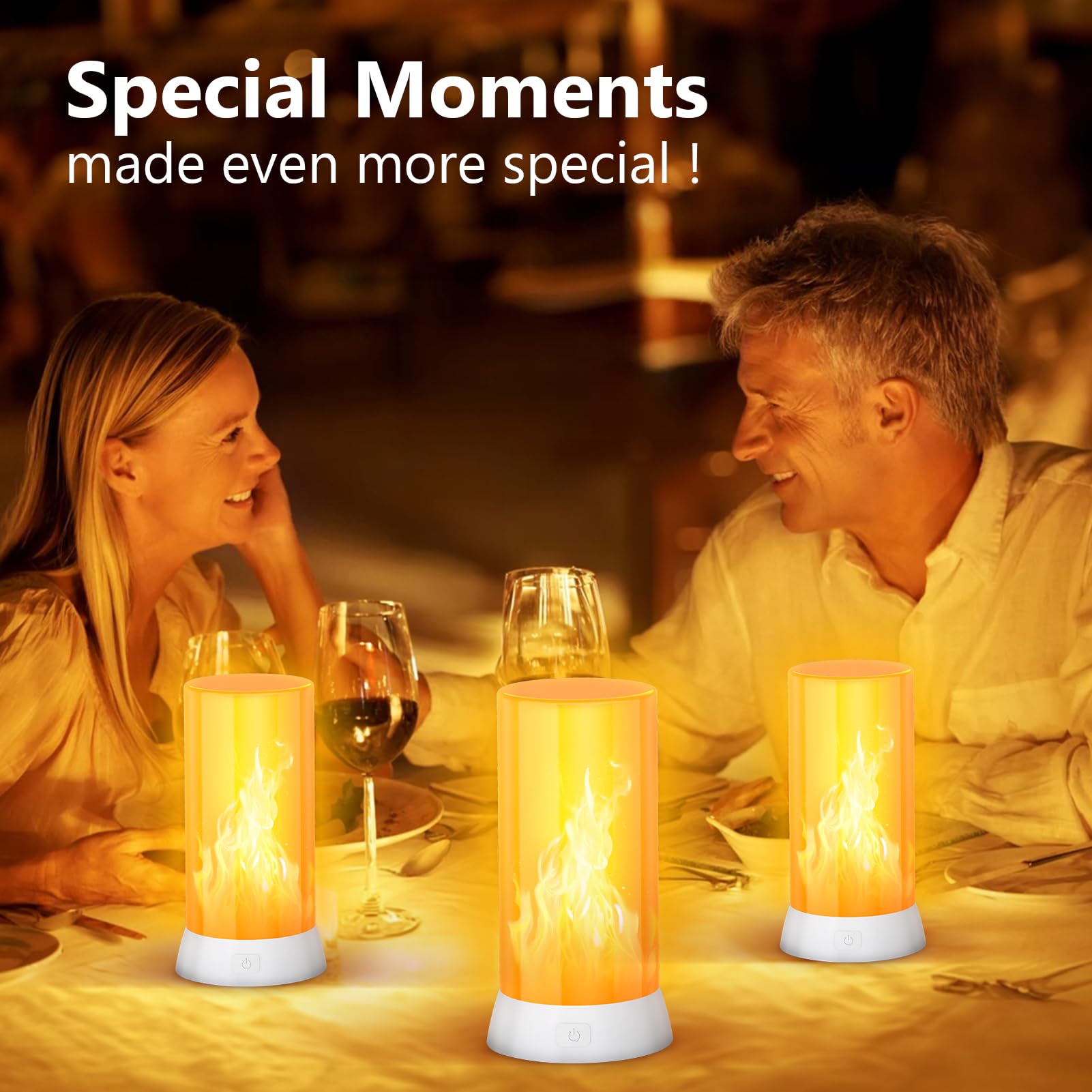 2Pcs Led Flame Effect Light, Usb Rechargeable Flame Lamp With Remote & Timer, Waterproof Dimmable Flameless Candle For Home Part