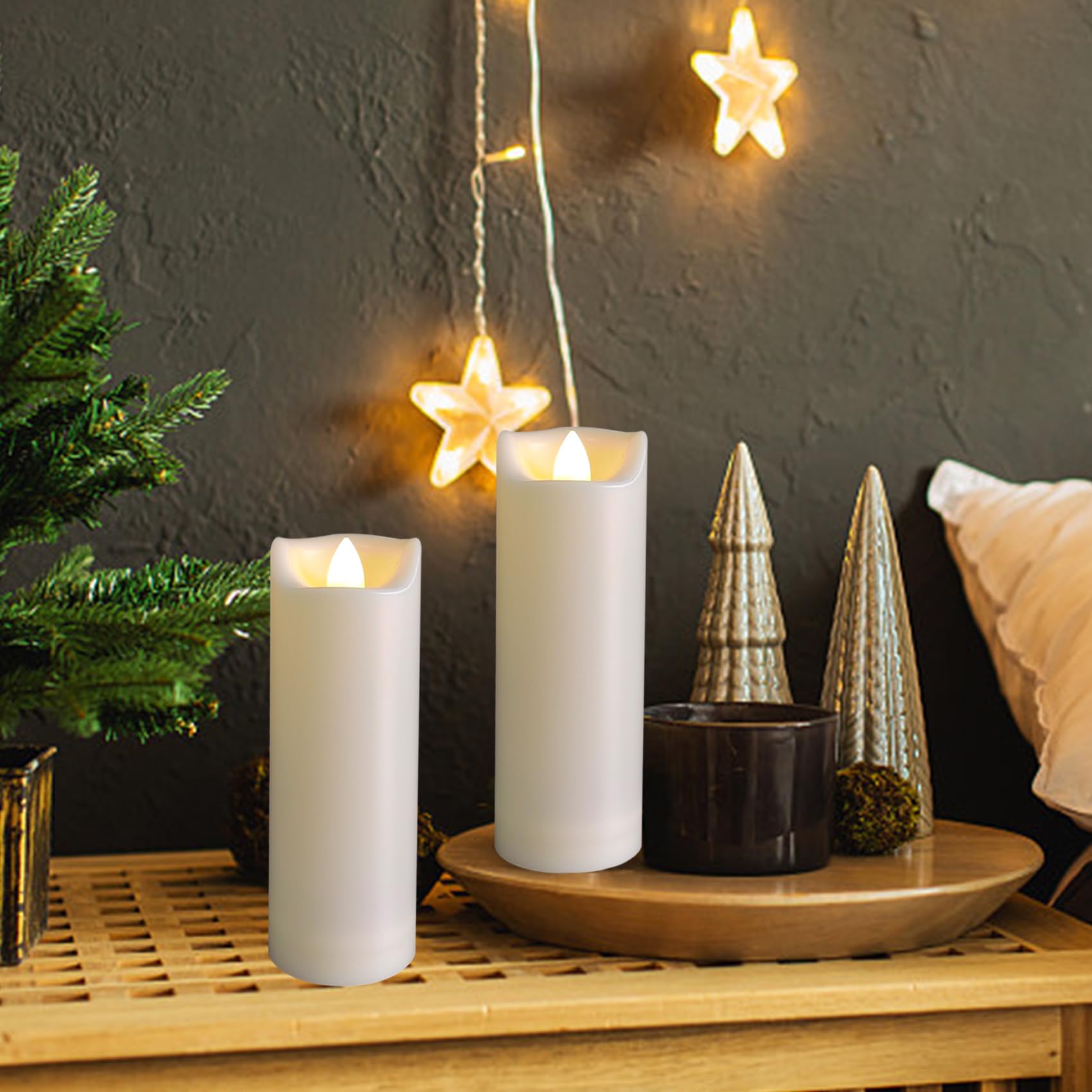 Led Battery Operated Candles 2''X6'' Plastic Flickering Flameless Candles With Timer Outdoor Waterproof Wedding Party Halloween