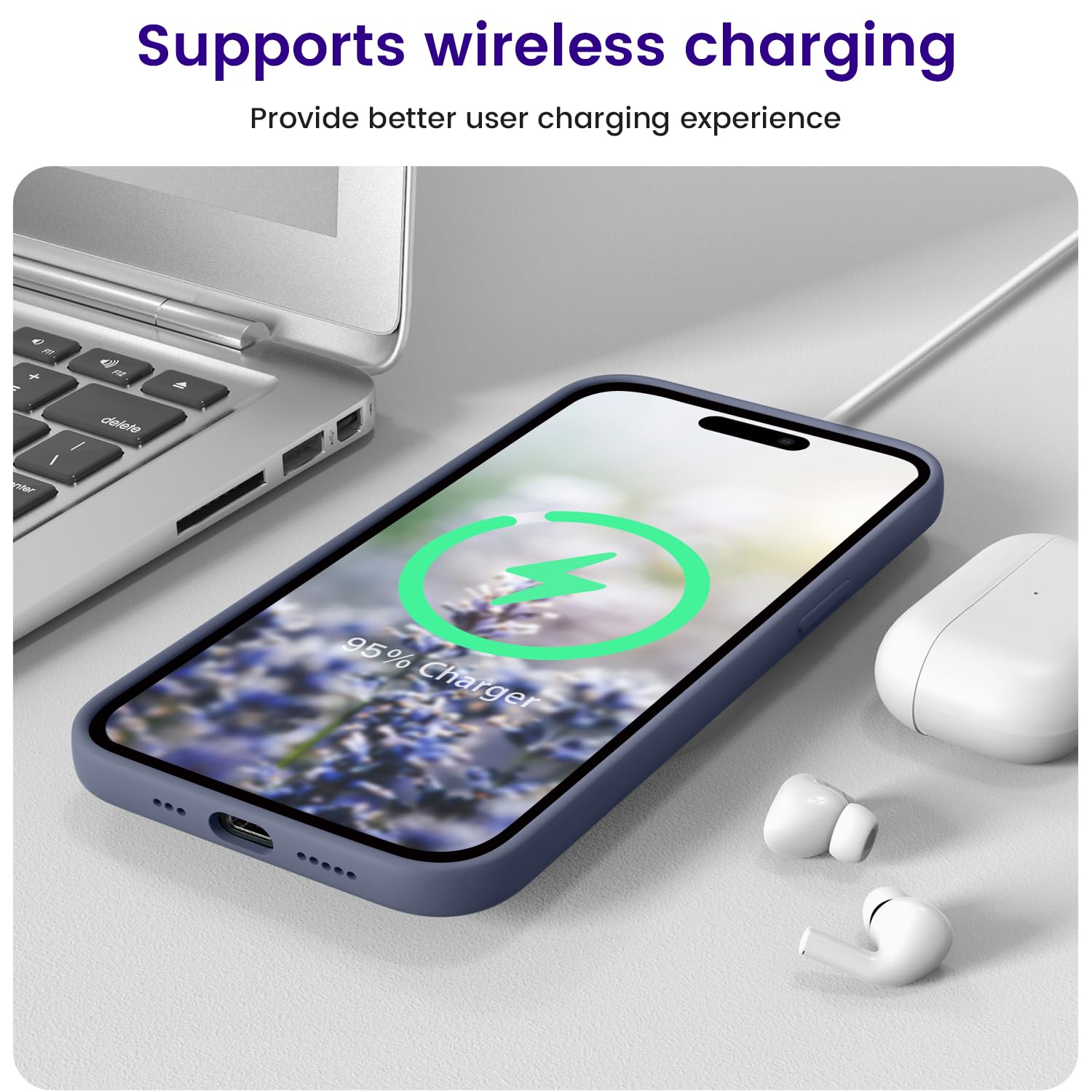 Otofly Designed For Iphone 14 Pro Case, Silicone Shockproof Slim Thin Phone Case For Iphone 14 Pro 6.1 Inch (Lavender)