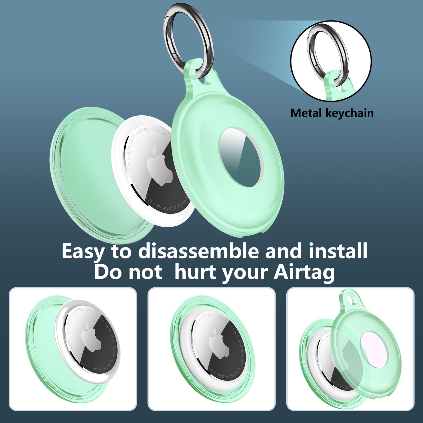 4 Pack Ipx8 Waterproof Airtag Keychain Holder Case, Lightweight, Anti Scratch, Easy Installation,Soft Full Body Shockproof Air T