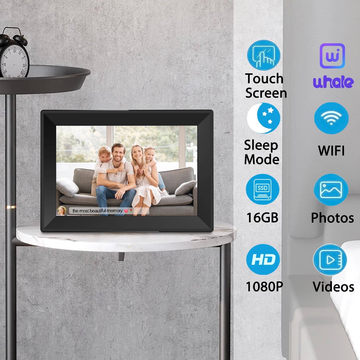 Uhale Slideshow Digital Picture Frame 10.1 Inch Wifi Touch Screen Digital Photo Frame, Ips Hd Display Digital Frame,16Gb Storage