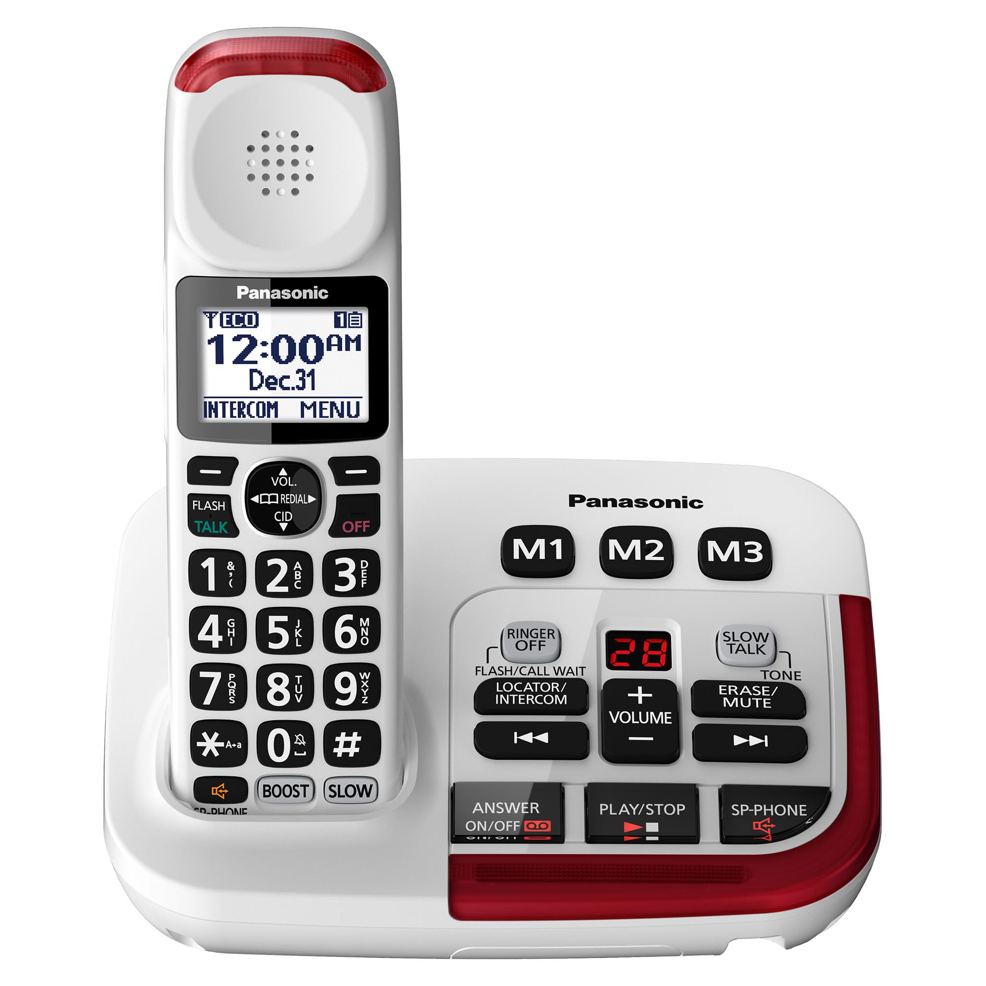 Panasonic Amplified Cordless Phone Kx Tgm420W With Enhanced Noise Reduction And Digital Answering Machine   1 Handset (White)